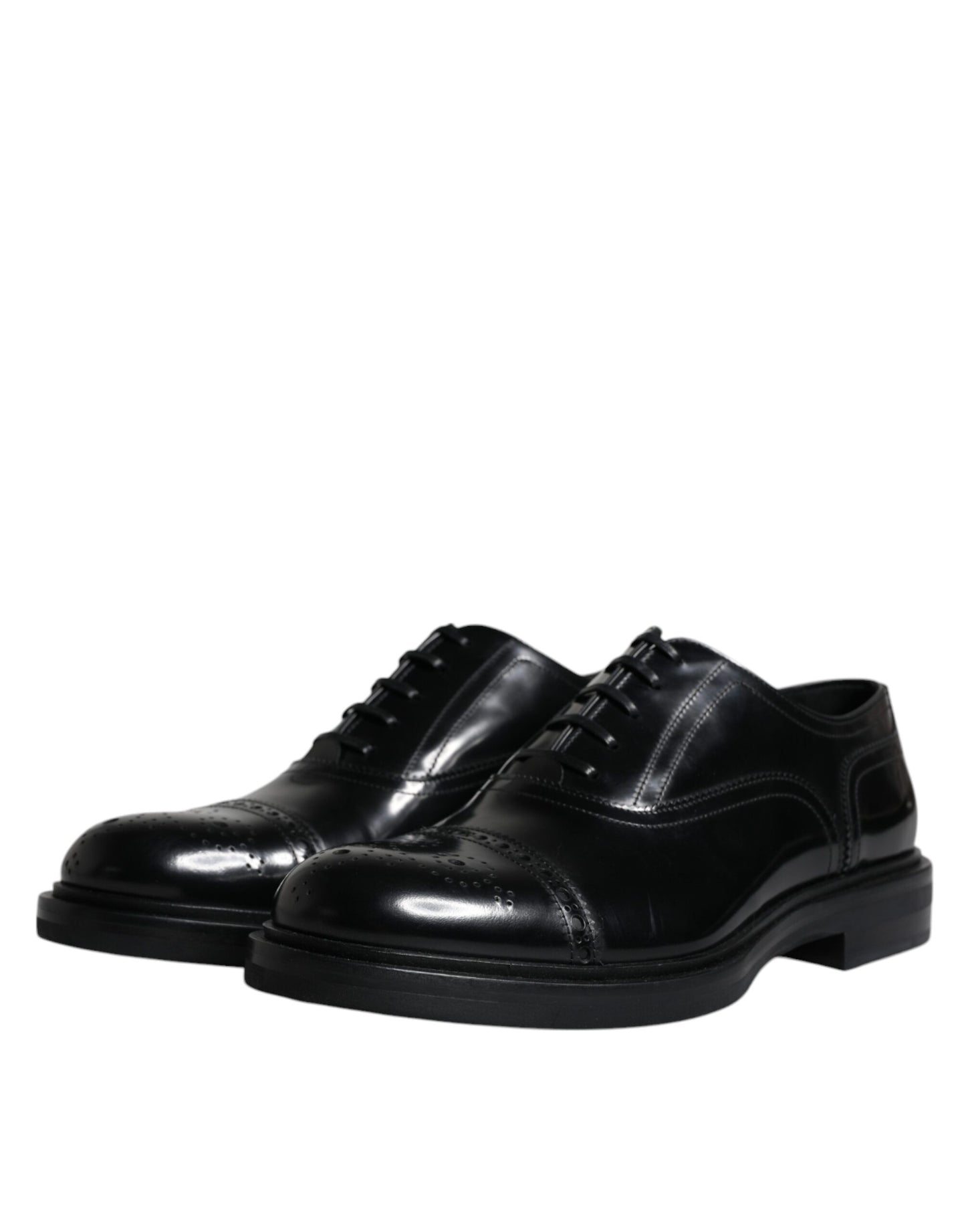 Dolce &amp; Gabbana mustat nahkaiset Oxford Wingtip miesten juhlakengät