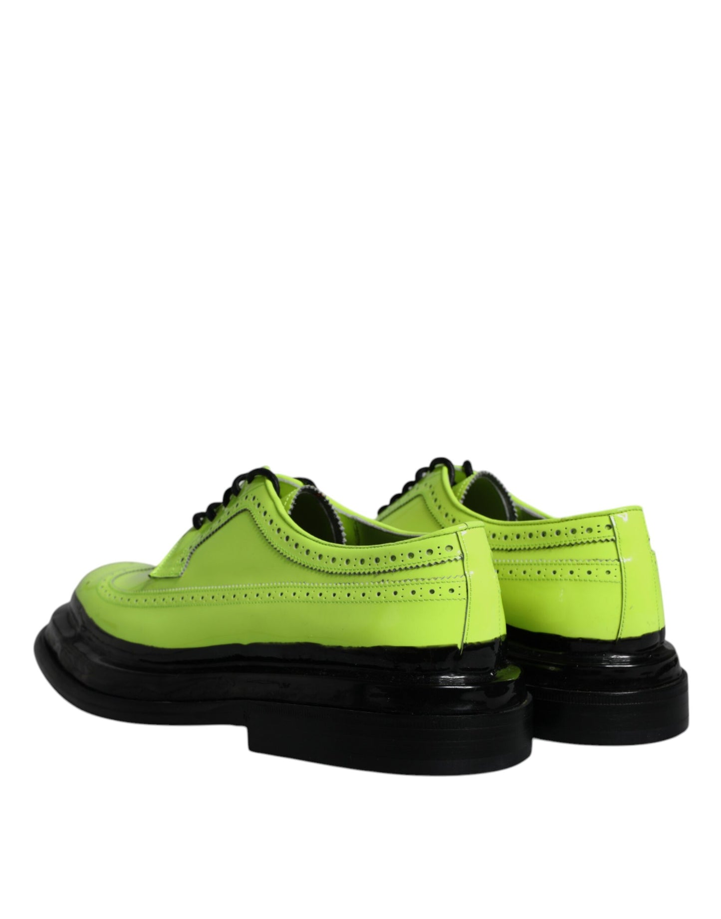 Dolce & Gabbana Neongrüne Leder-Schnürschuhe für Derbys