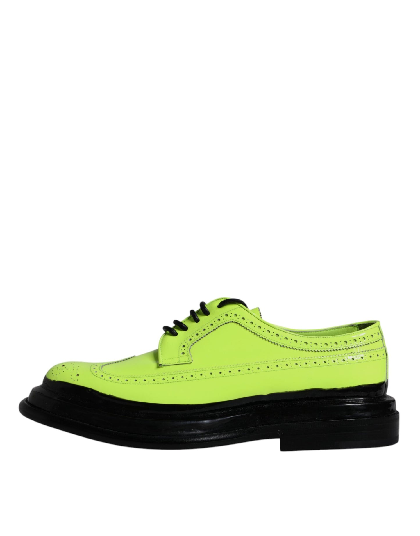 Dolce & Gabbana Neongrüne Leder-Schnürschuhe für Derbys