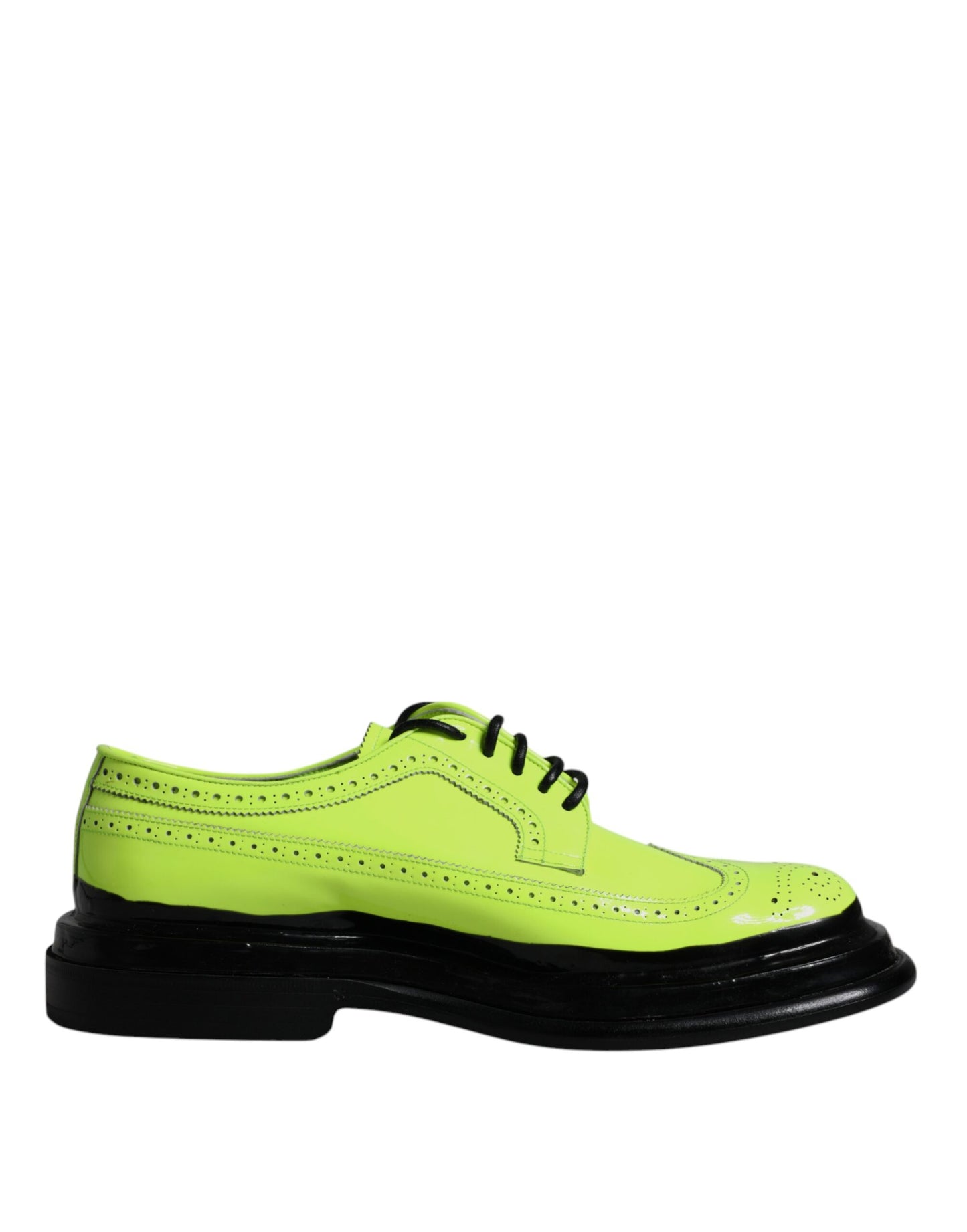 Dolce & Gabbana Neongrüne Leder-Schnürschuhe für Derbys