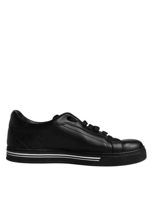 Dolce &amp; Gabbana Black Leather Low Top Sneakers Shoes