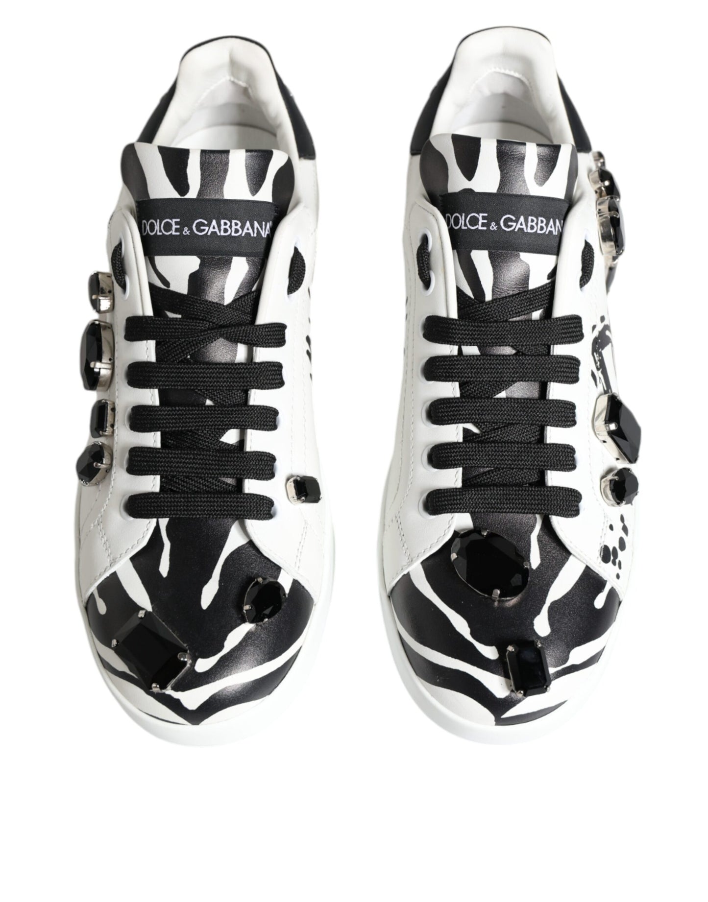 Dolce & Gabbana Weiß Crystal Portofino Low Top Sneaker Schuhe