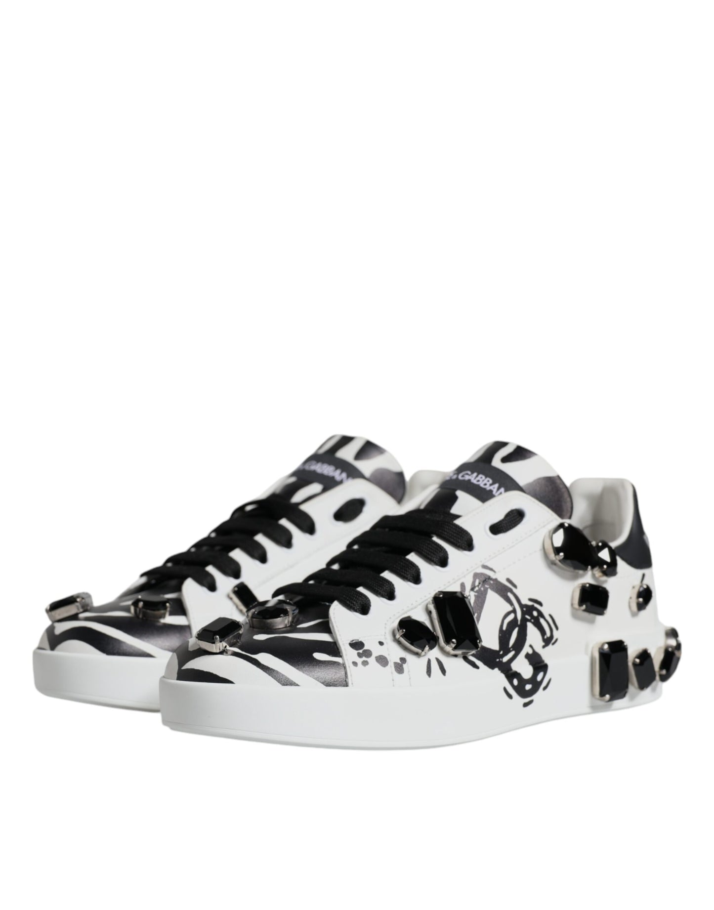 Dolce & Gabbana Weiß Crystal Portofino Low Top Sneaker Schuhe