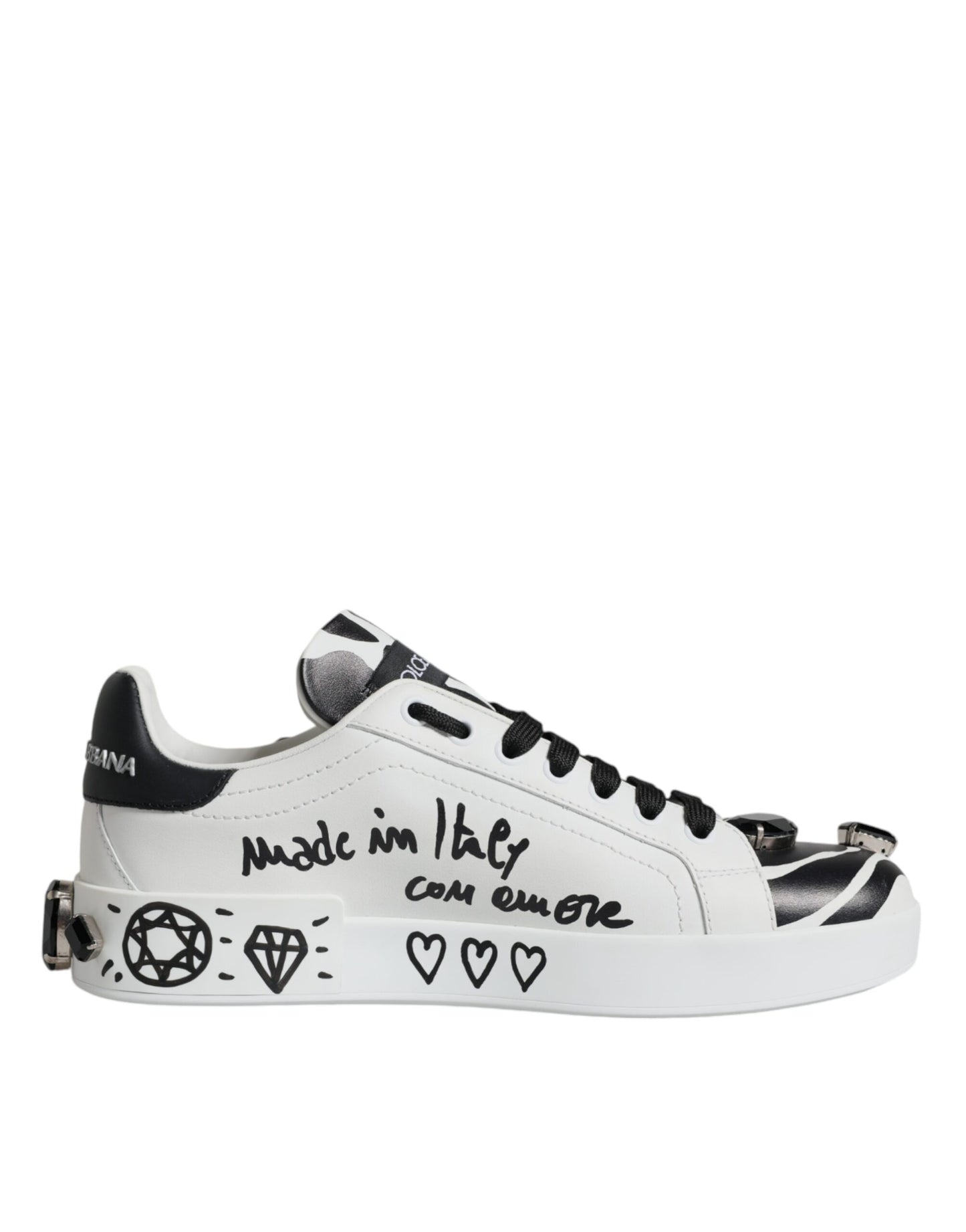 Dolce & Gabbana Weiß Crystal Portofino Low Top Sneaker Schuhe