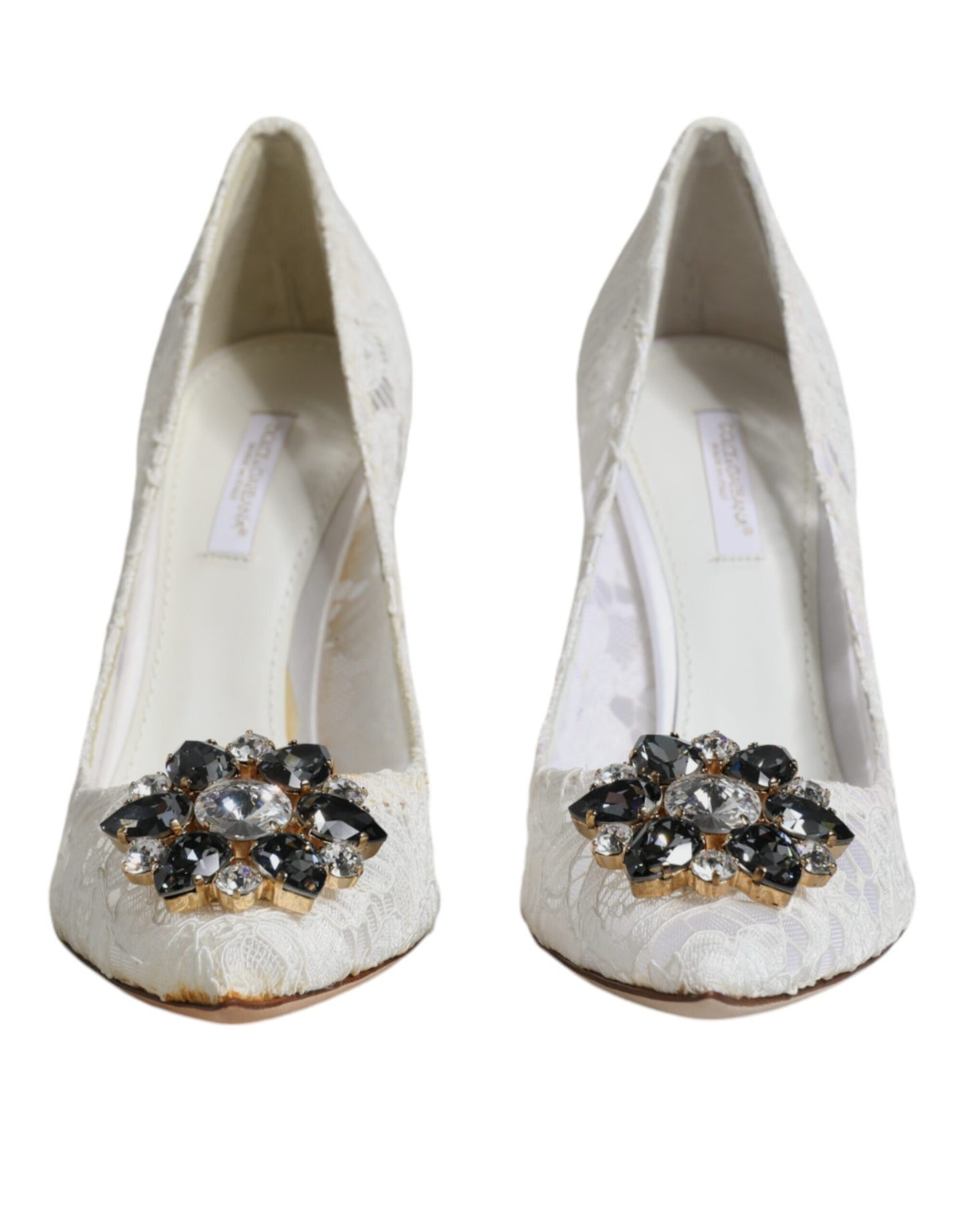 Dolce & Gabbana Weiße Taormina Spitze Kristall Absatz Pumps Schuhe