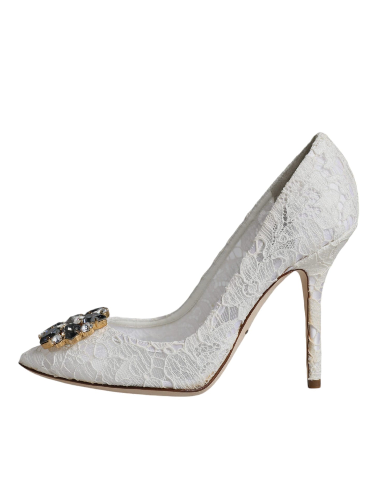 Dolce & Gabbana Weiße Taormina Spitze Kristall Absatz Pumps Schuhe