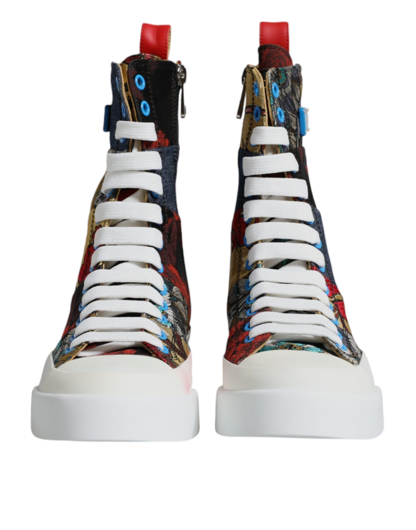 Dolce &amp; Gabbana Multicolor Patchwork High Top Sneakers Shoes