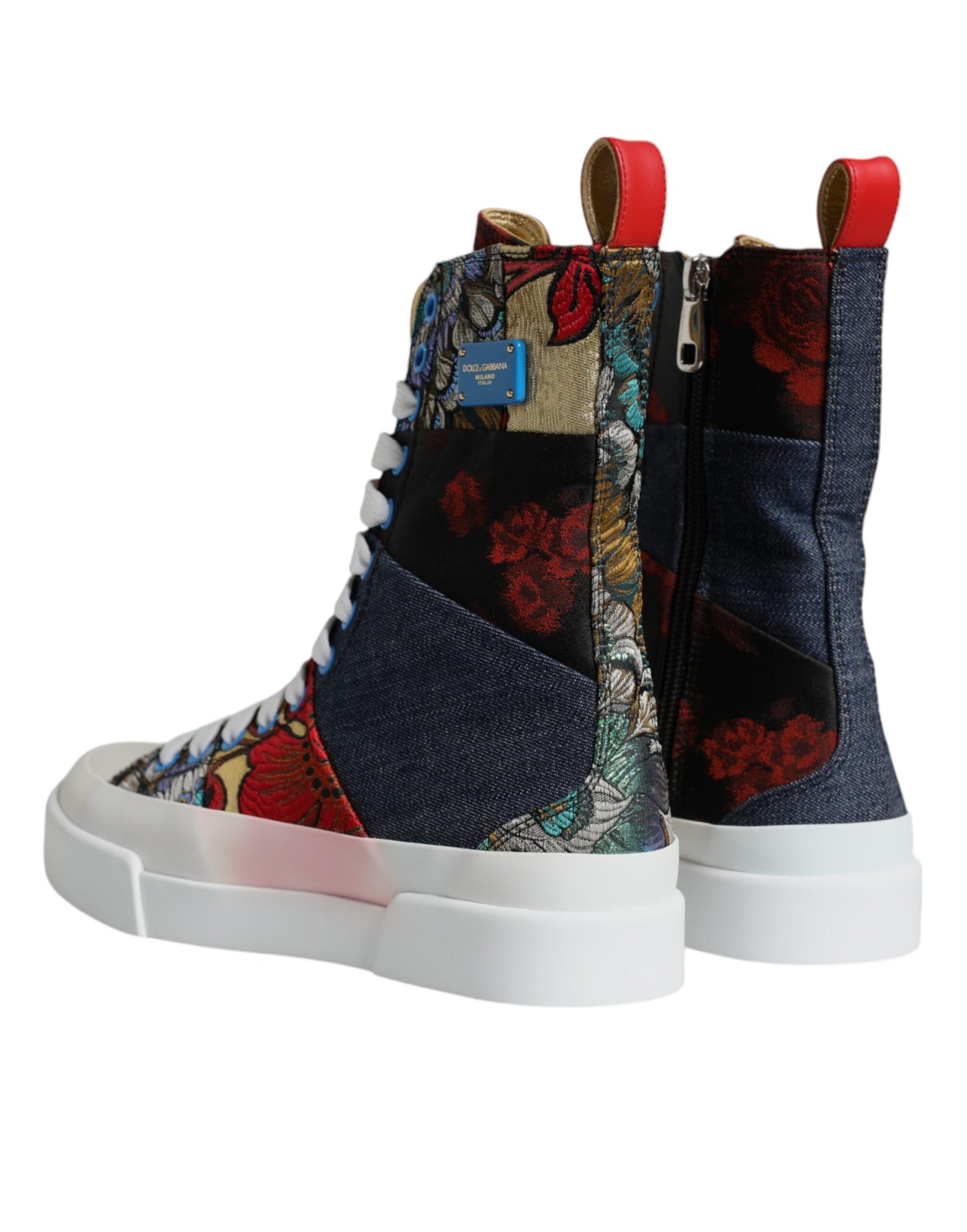 Dolce &amp; Gabbana Multicolor Patchwork High Top Sneakers Shoes