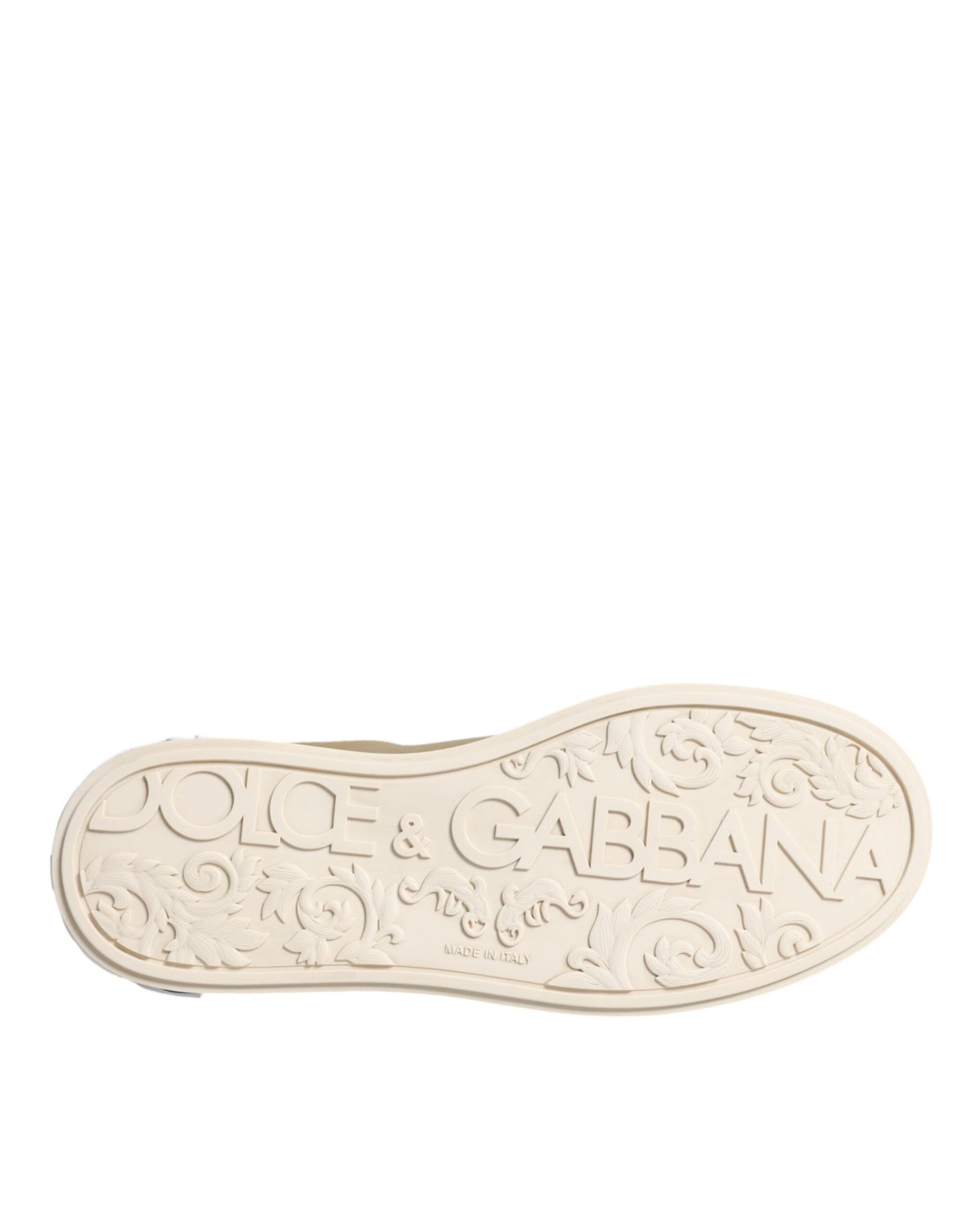 Dolce &amp; Gabbana Gold Portofino Calf Leather Sneakers Shoes