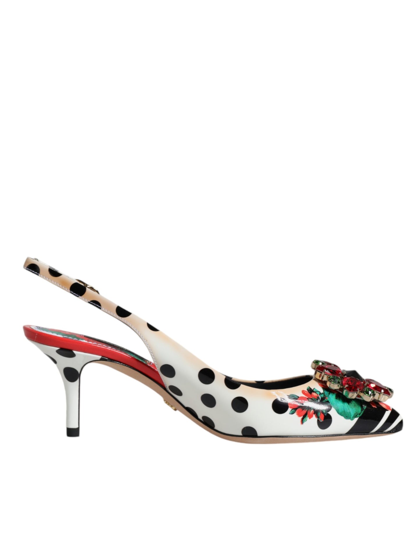 Dolce &amp; Gabbana Multicolor Leather Crystal Heels Slingback Shoes