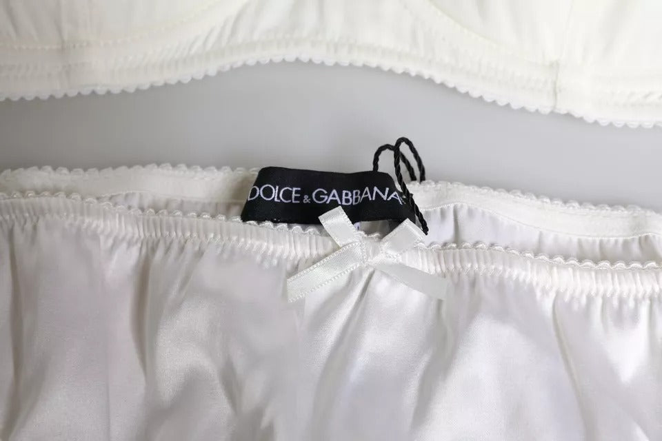 Dolce & Gabbana Weißes Seiden-Stretch-Höschen Balconette-BH Unterwäsche