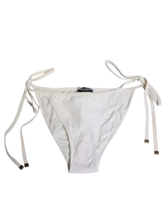 Dolce &amp; Gabbana White Nylon Bottom Beachwear Swimwear Bikinit