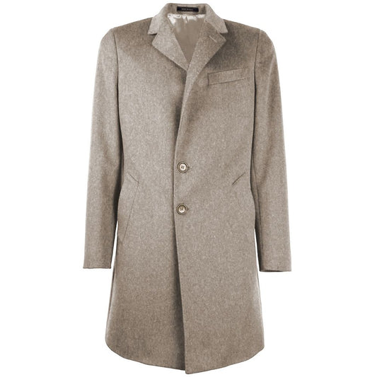 Made in Italy Beige Wolle Herrenjacke