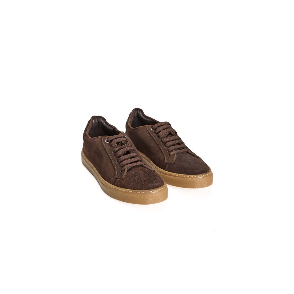 Roberto Pepe Luxury Brown Calfskin Men's Sneakers