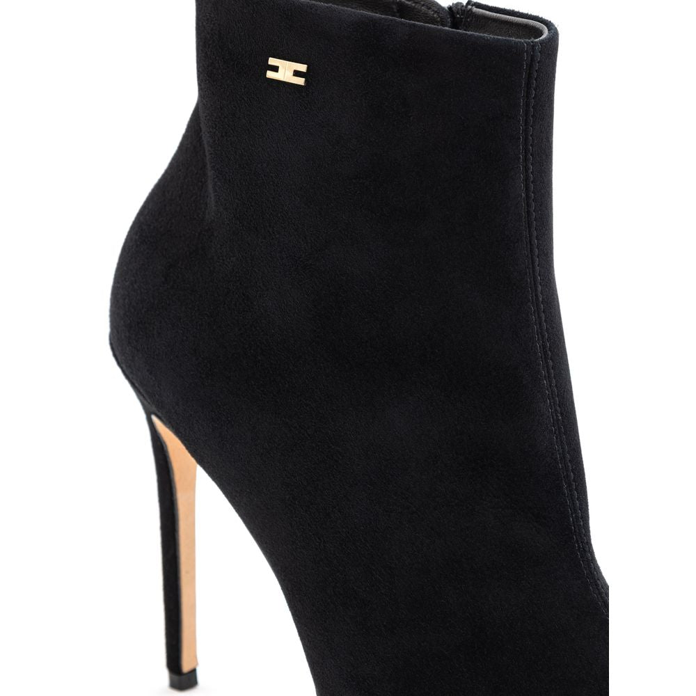 Elisabetta Franchi Schwarzer Lederstiefel Scamociata