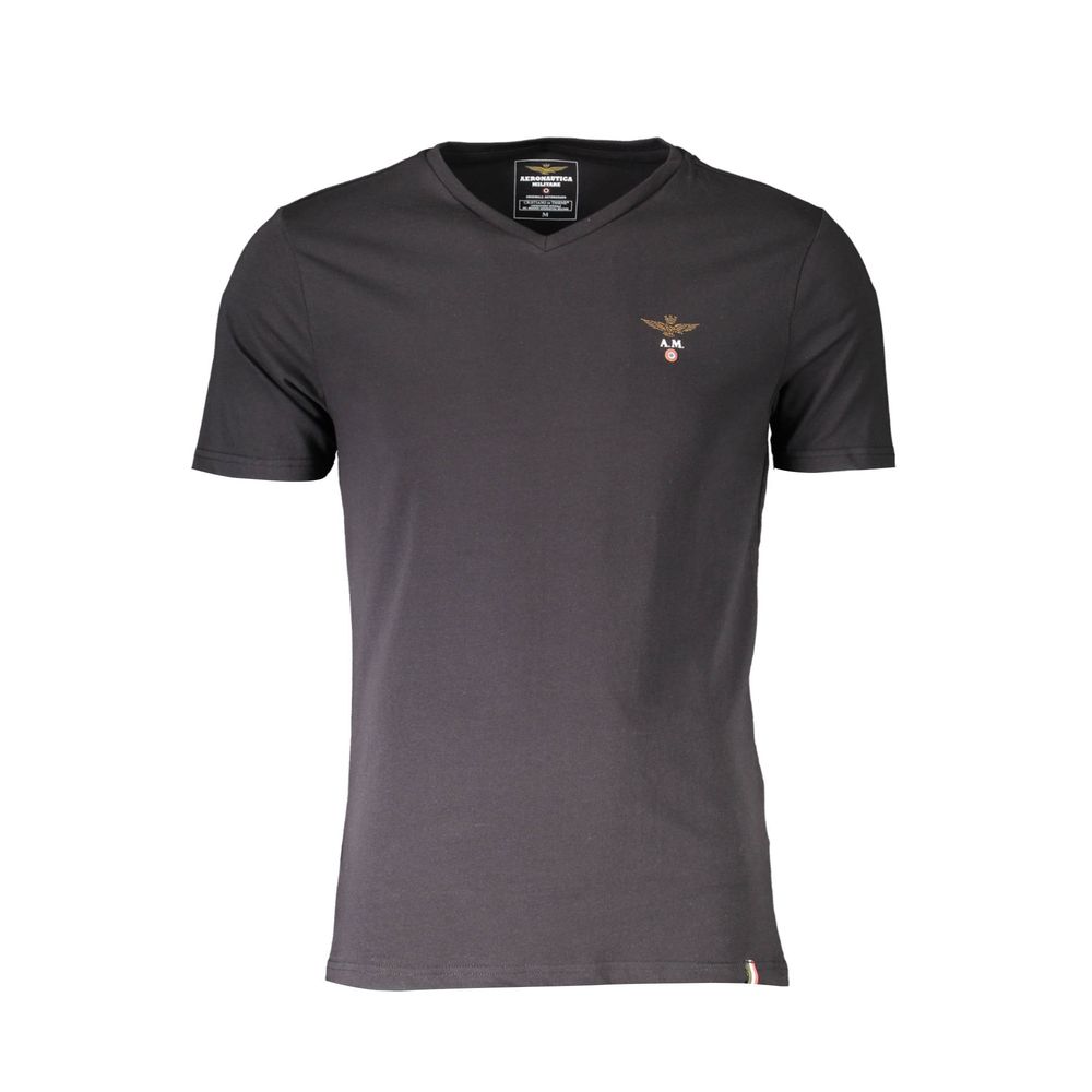 Aeronautica Militare Schwarzes T-Shirt aus Baumwolle