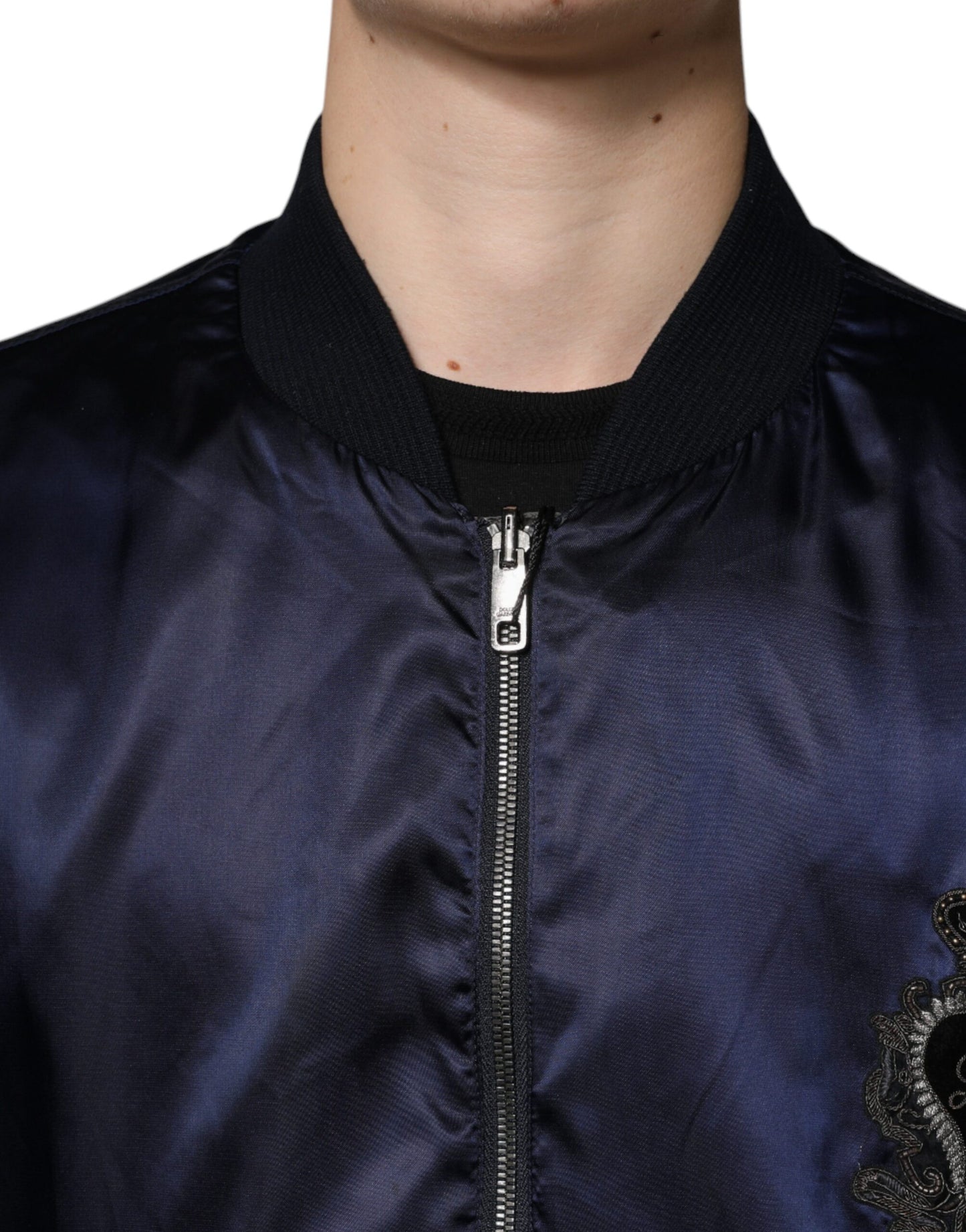 Dolce &amp; Gabbana Blue Crown Heart Full Zip Miesten Bomber-takki