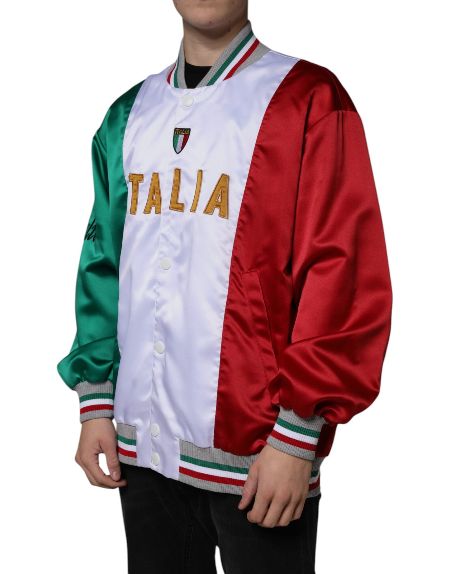 Dolce & Gabbana Multicolor Italia Button Down Bomberjacke