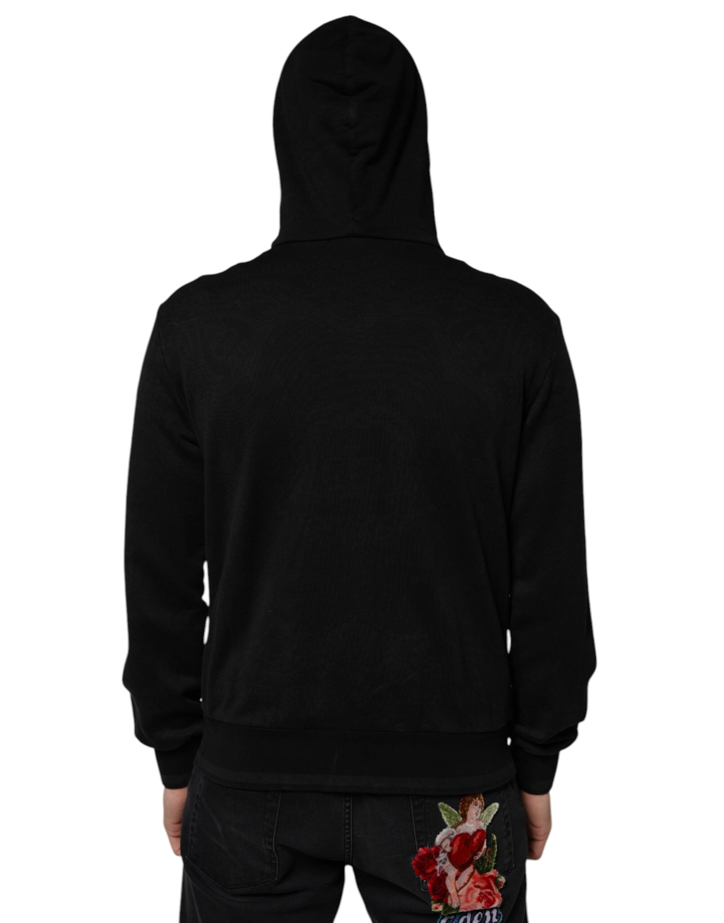 Dolce &amp; Gabbana Black Cotton Full Zip Hooded Bomber Jacket