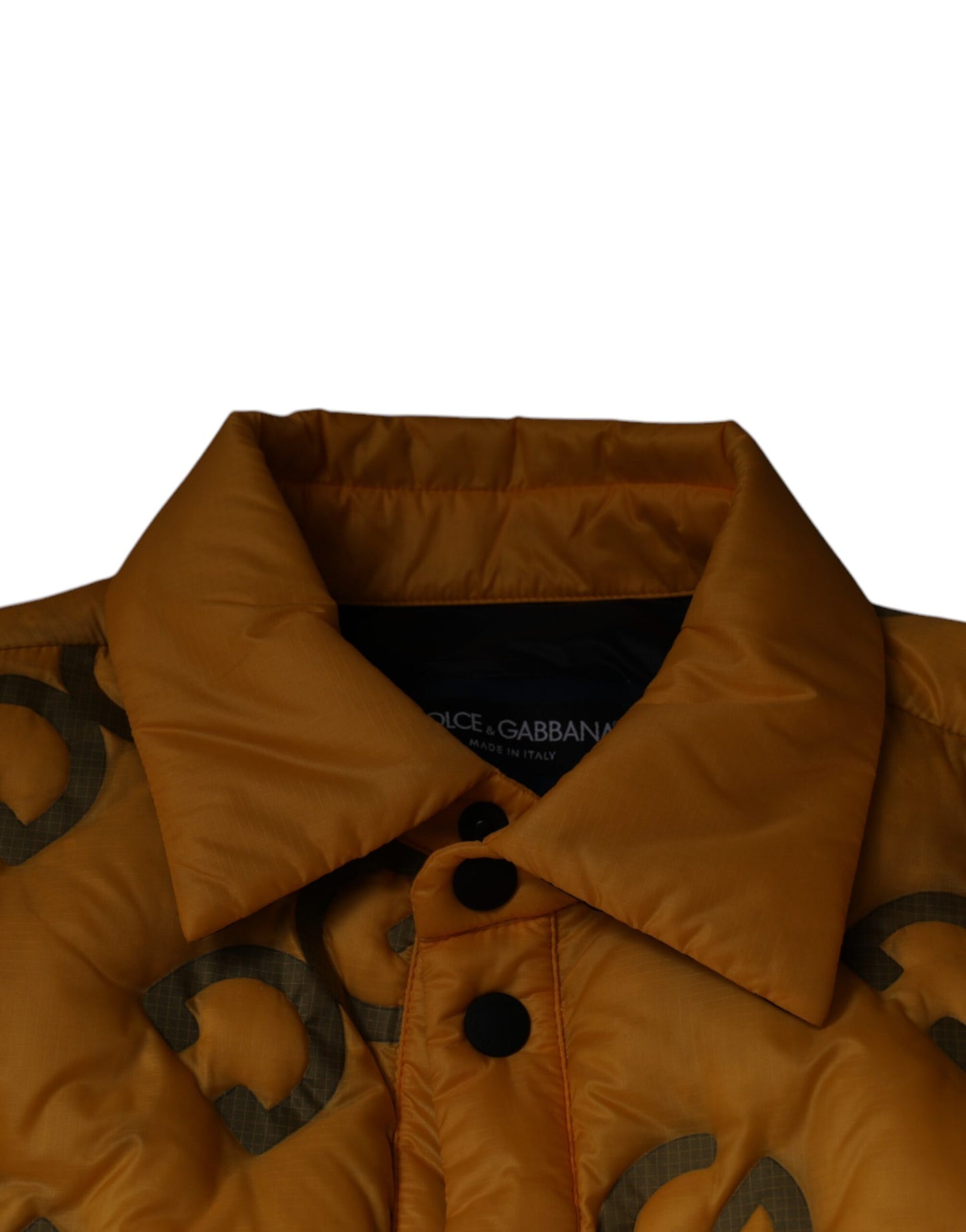 Dolce & Gabbana Gelbe wattierte Blousonjacke mit Logo und Knöpfen