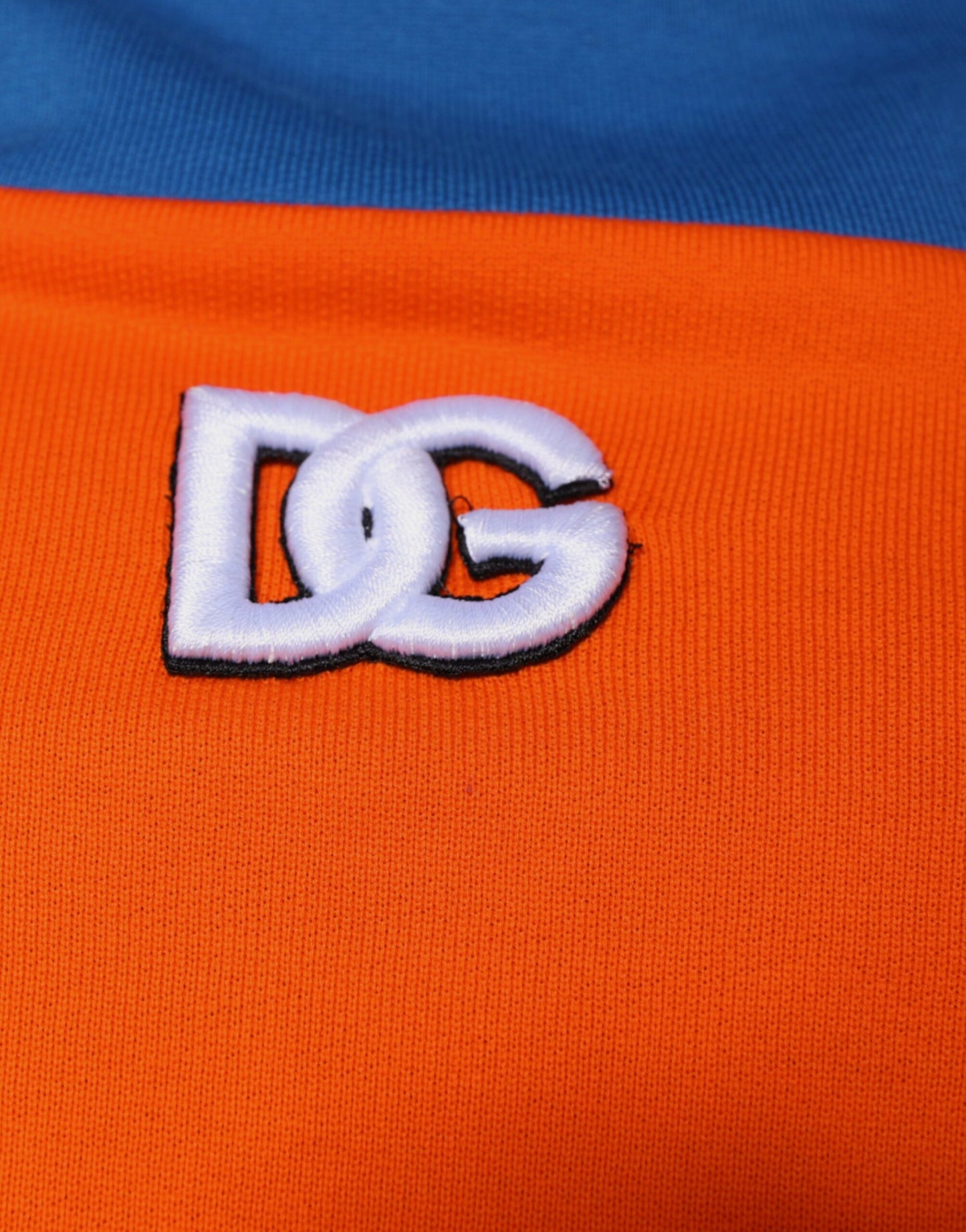 Dolce & Gabbana Orange-Blaue Jersey-Bomberjacke mit durchgehendem Reißverschluss