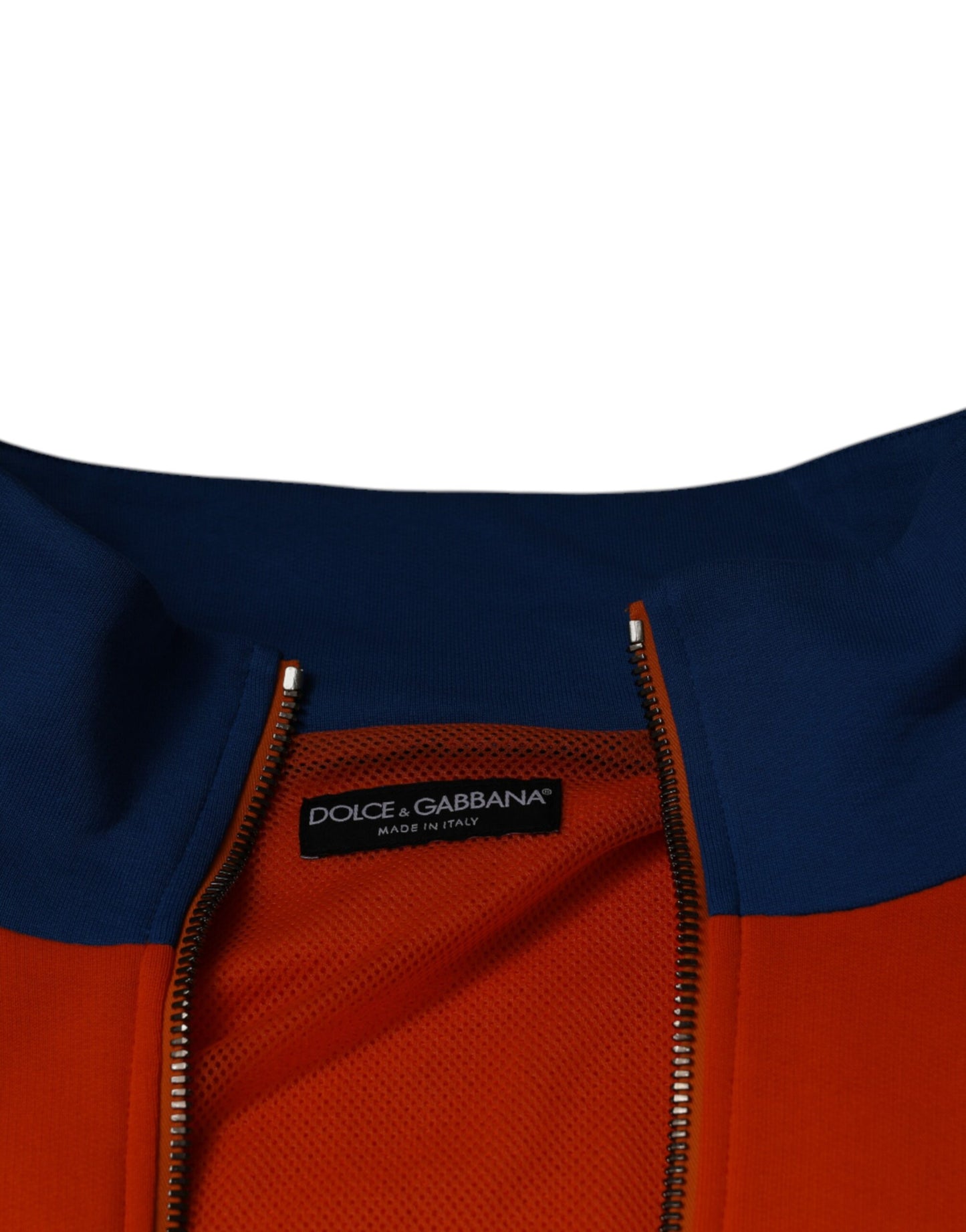 Dolce & Gabbana Orange-Blaue Jersey-Bomberjacke mit durchgehendem Reißverschluss