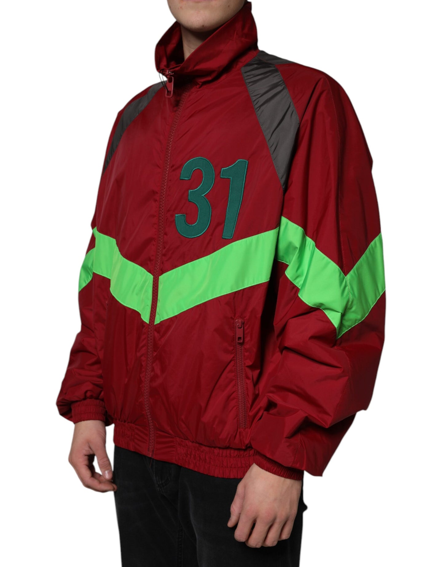 Dolce & Gabbana Multicolor Nylon Windbreaker Jacke mit durchgehendem Reißverschluss