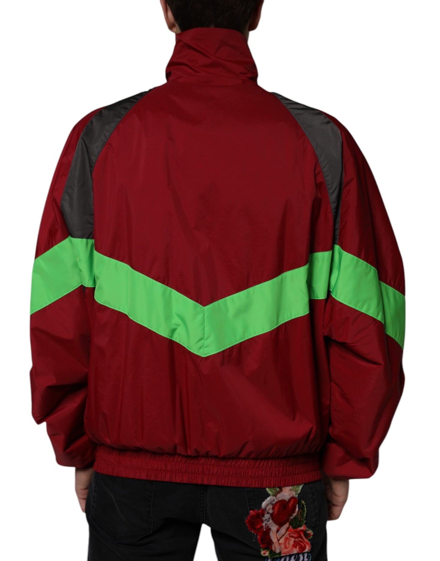 Dolce & Gabbana Multicolor Nylon Windbreaker Jacke mit durchgehendem Reißverschluss