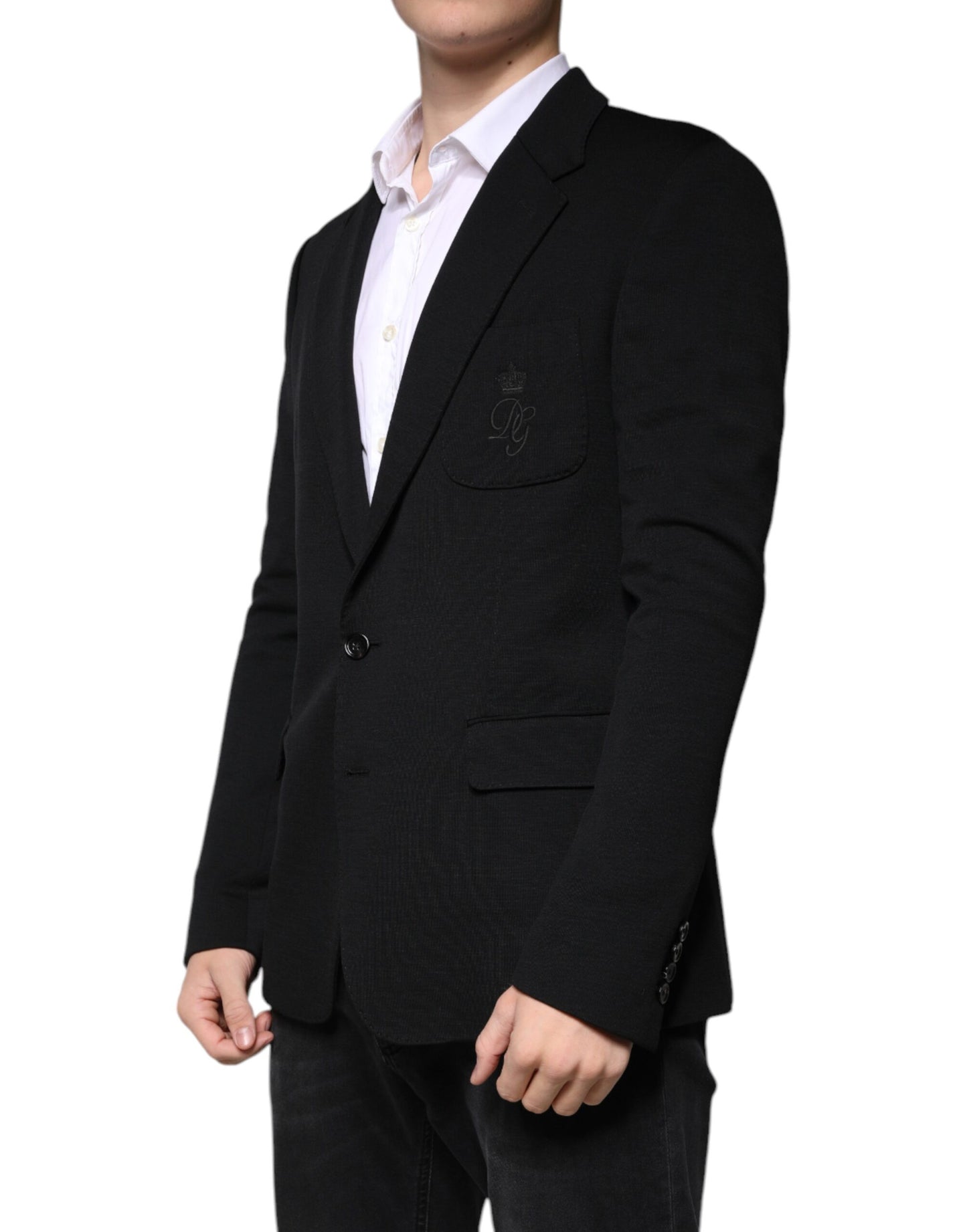 Dolce & Gabbana Schwarzer einreihiger formeller Blazer aus Wolle