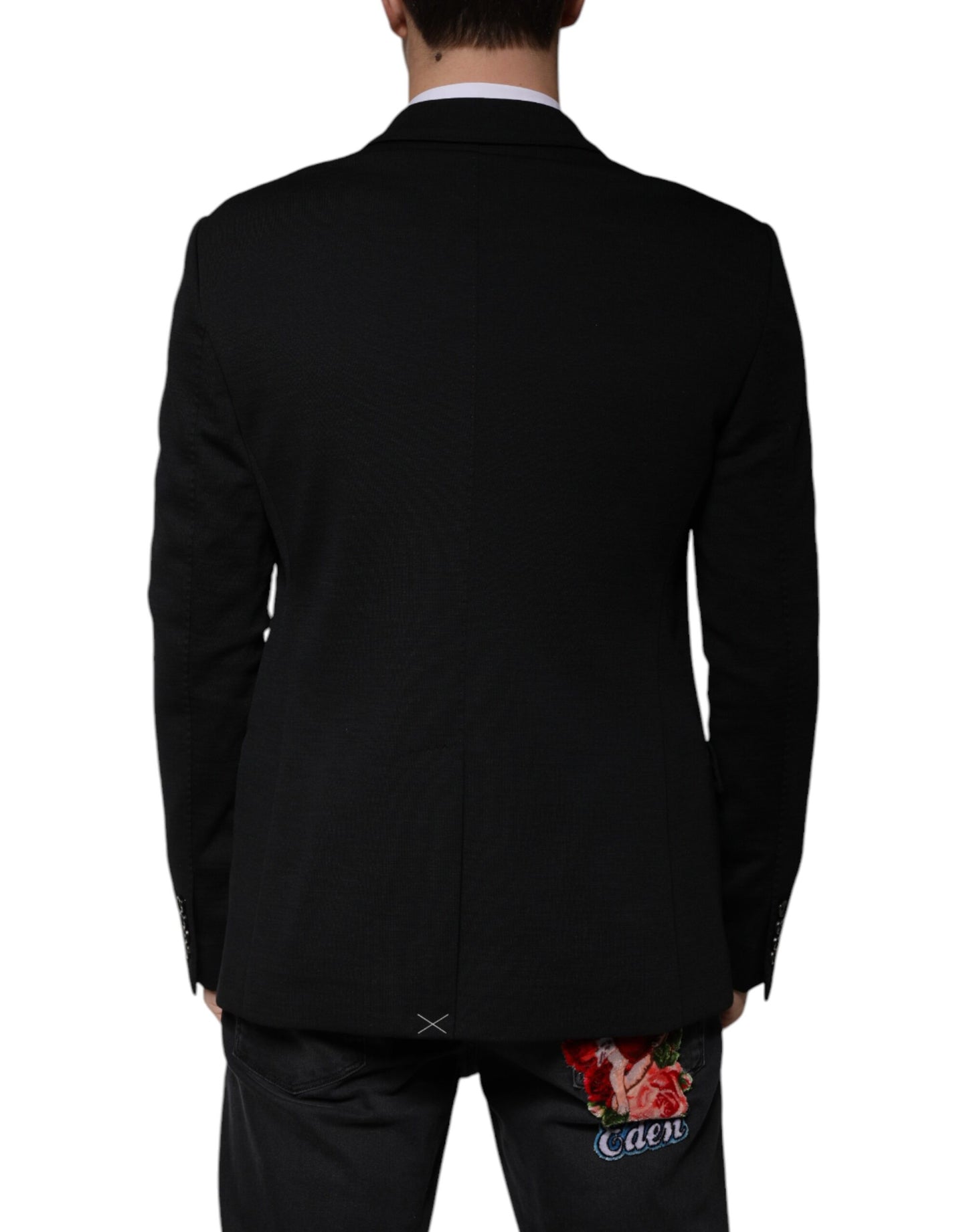 Dolce & Gabbana Schwarzer einreihiger formeller Blazer aus Wolle