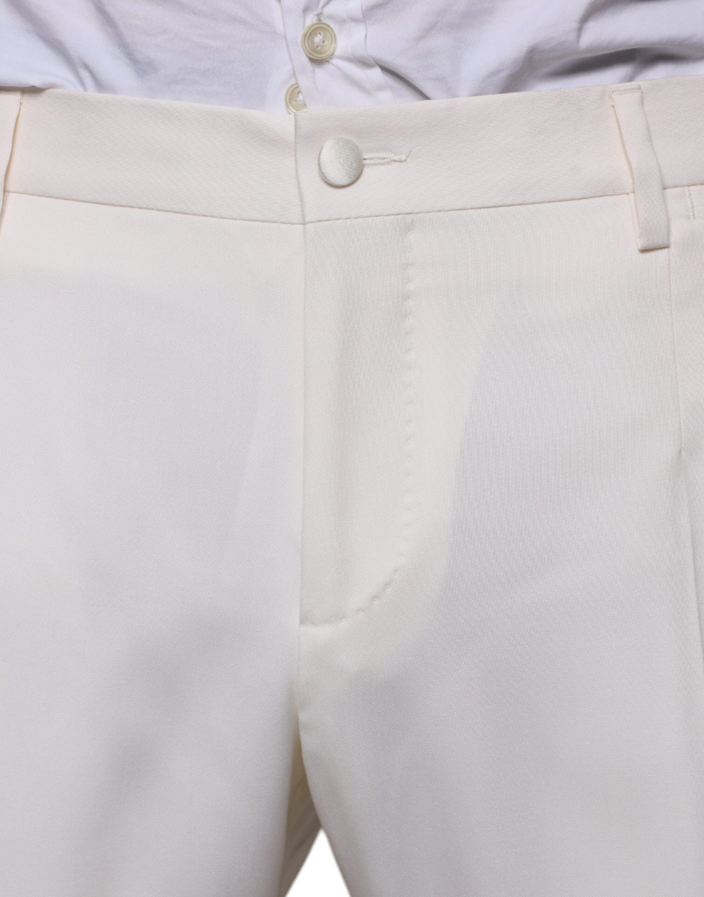 Dolce & Gabbana Weißer SlimFit-Anzug aus Wolle und Seide, 3 Teile, formell