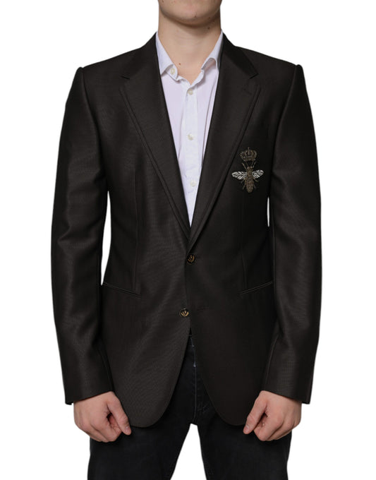 Dolce & Gabbana Schwarzer einreihiger formeller Blazer aus Bienenwolle