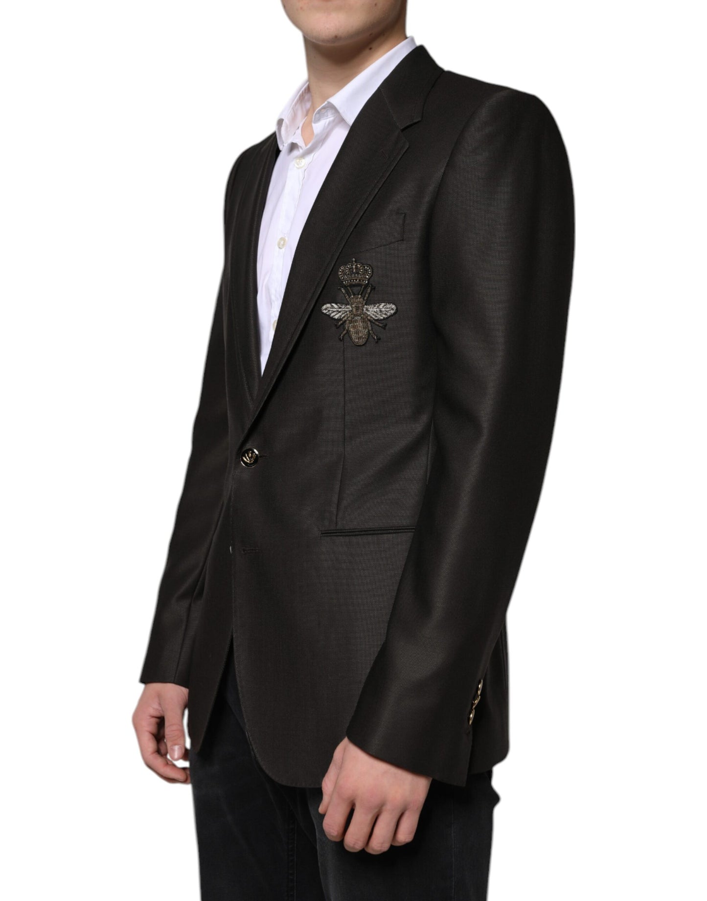 Dolce & Gabbana Schwarzer einreihiger formeller Blazer aus Bienenwolle