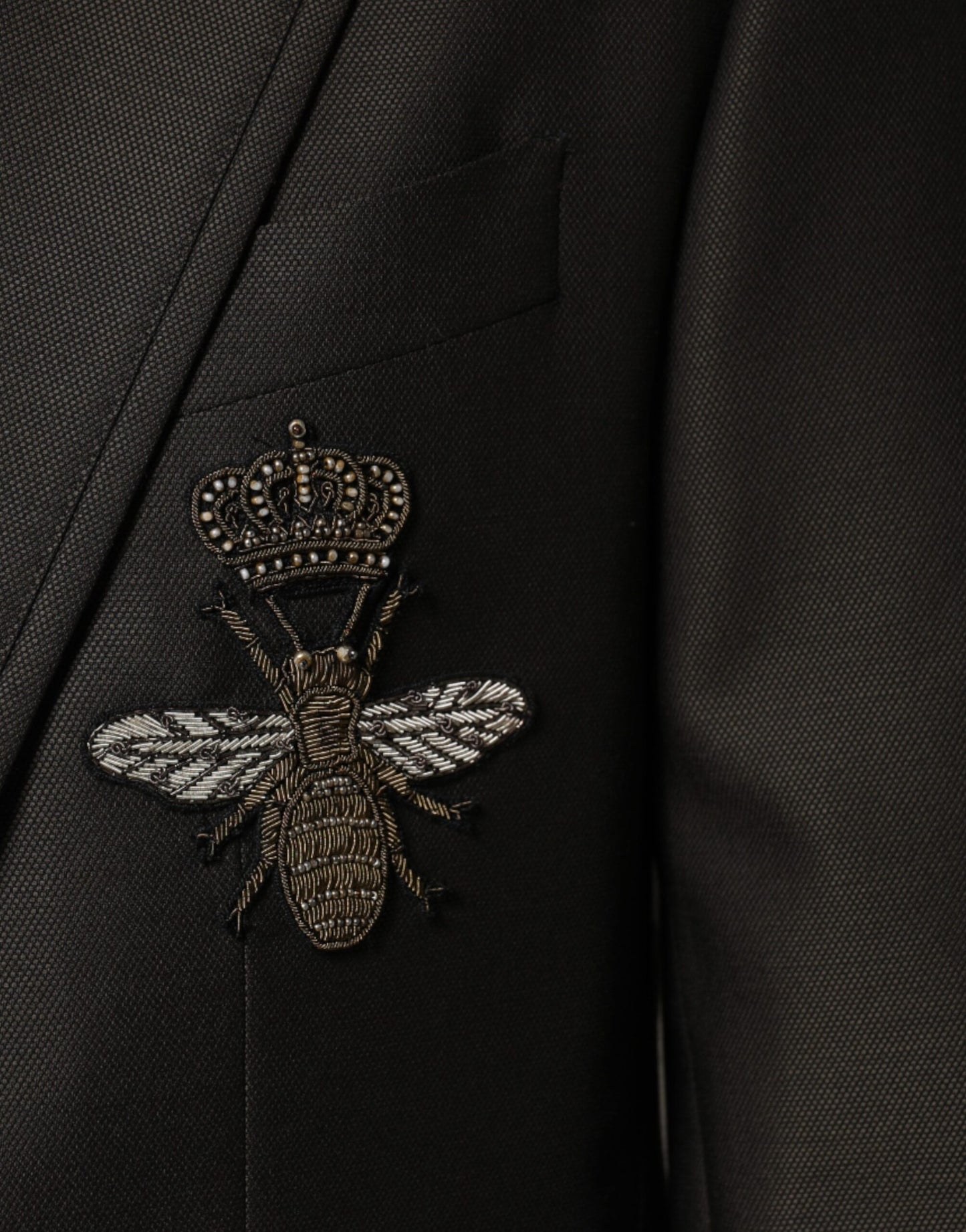 Dolce & Gabbana Schwarzer einreihiger formeller Blazer aus Bienenwolle