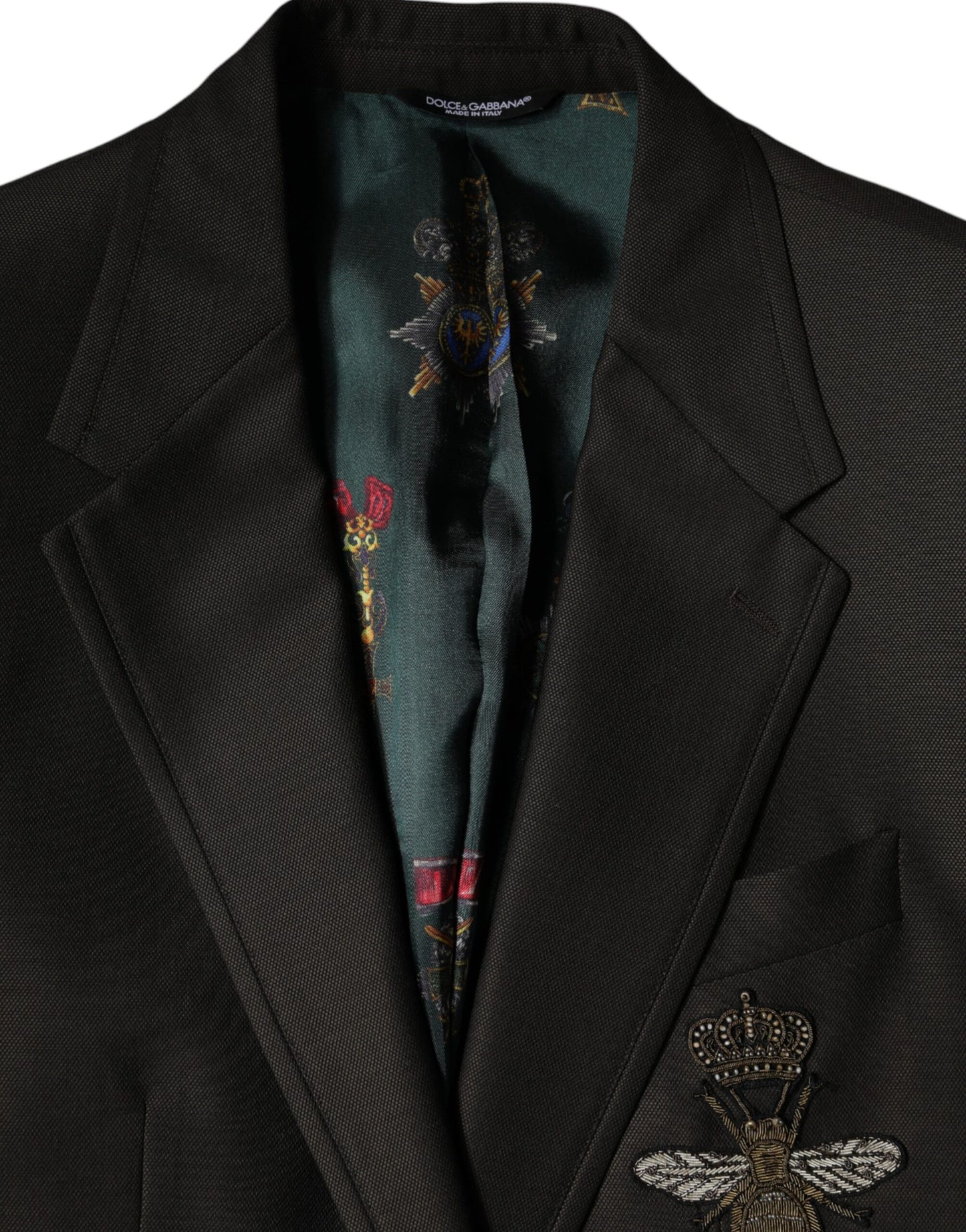 Dolce & Gabbana Schwarzer einreihiger formeller Blazer aus Bienenwolle