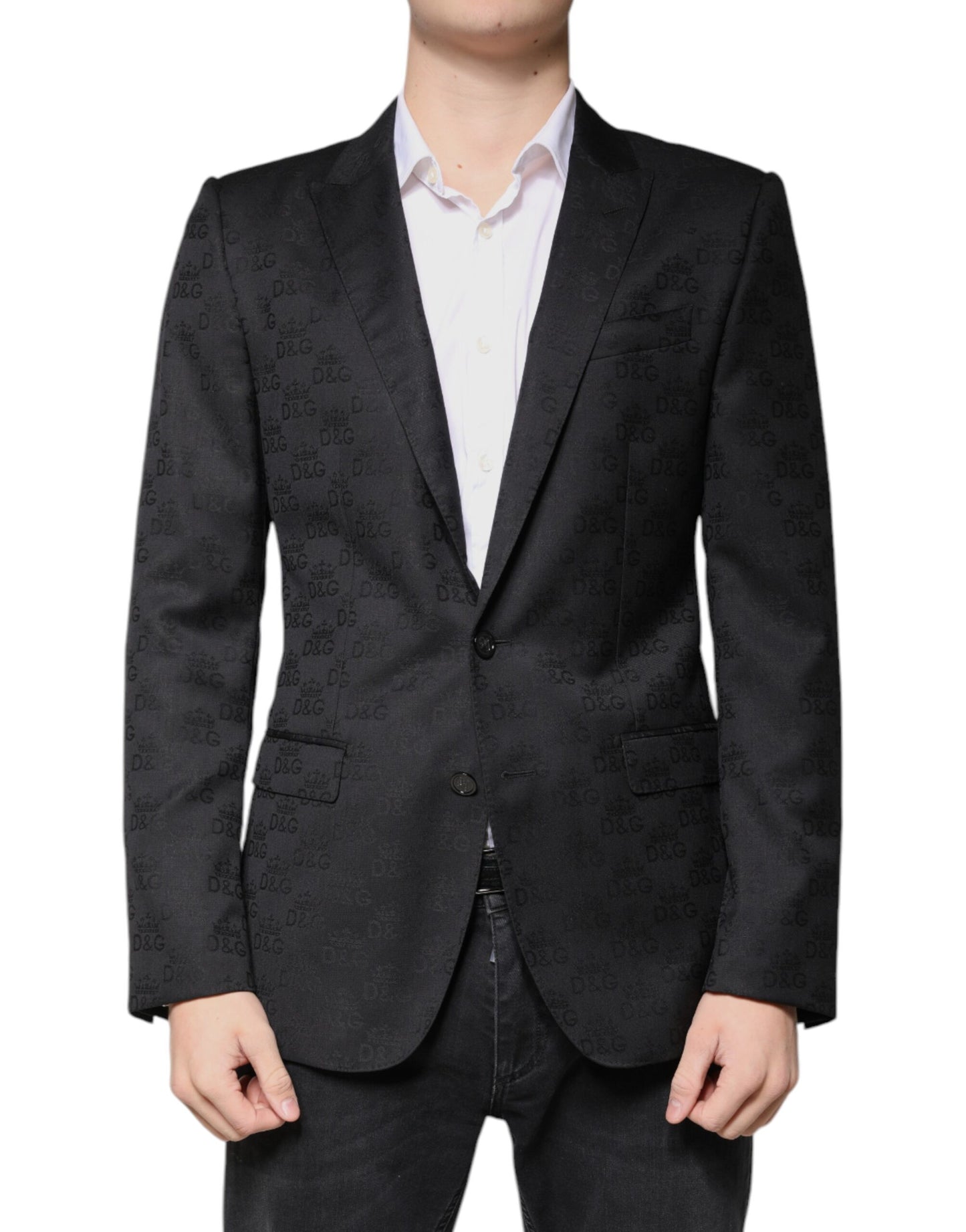 Dolce & Gabbana Schwarzer einreihiger formeller Blazer aus Wolle