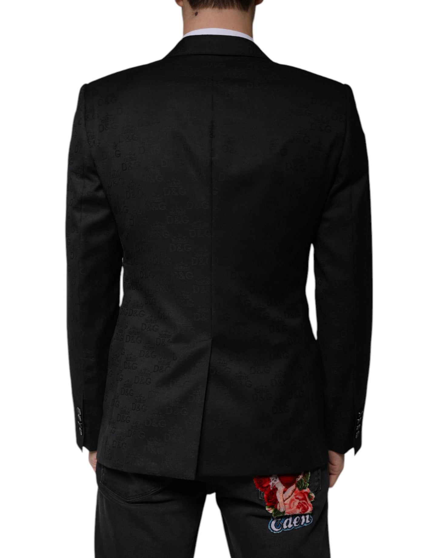 Dolce & Gabbana Schwarzer einreihiger formeller Blazer aus Wolle