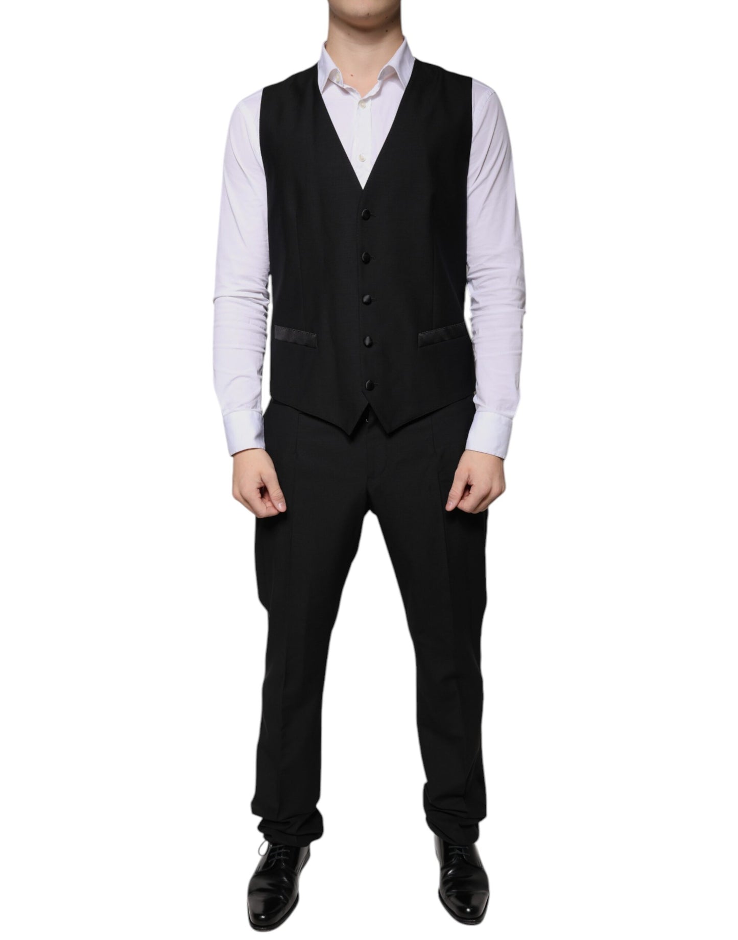 Dolce & Gabbana Schwarzer Wollanzug 3 Stück Slim Fit Formal Suit