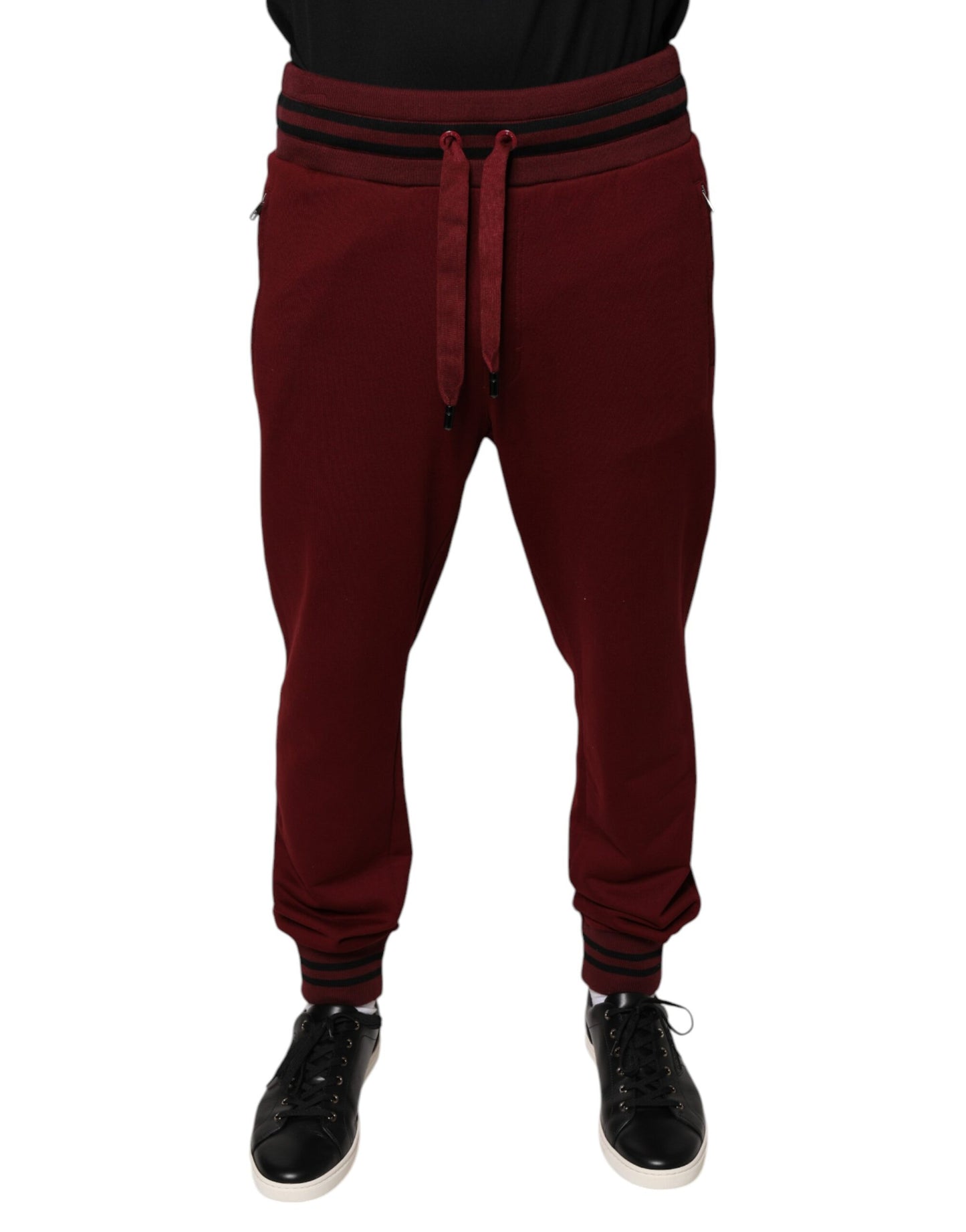 Dolce &amp; Gabbana Dark Red Cotton Men Jogger Sweatpants Pants