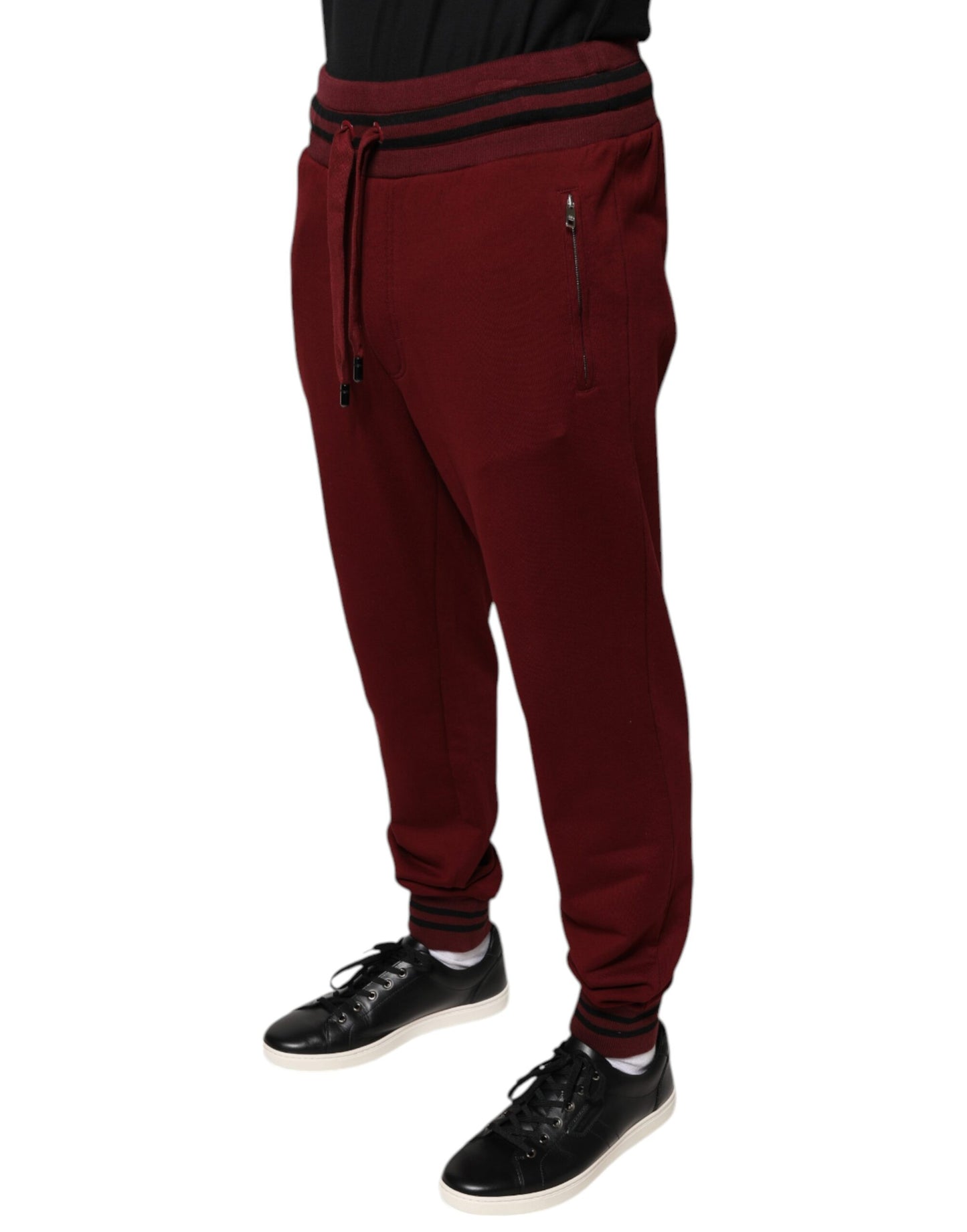 Dolce &amp; Gabbana Dark Red Cotton Men Jogger Sweatpants Pants