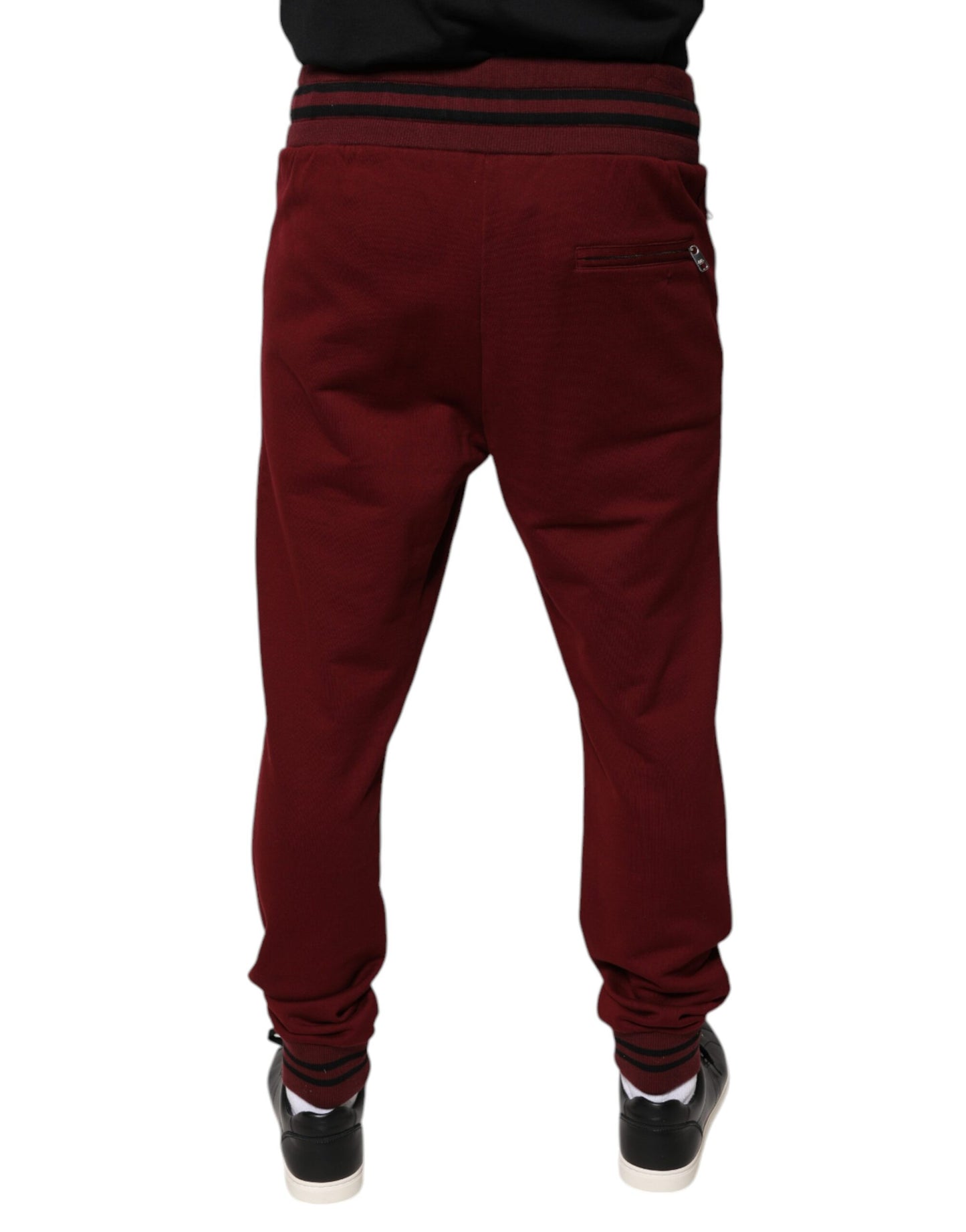 Dolce &amp; Gabbana Dark Red Cotton Men Jogger Sweatpants Pants