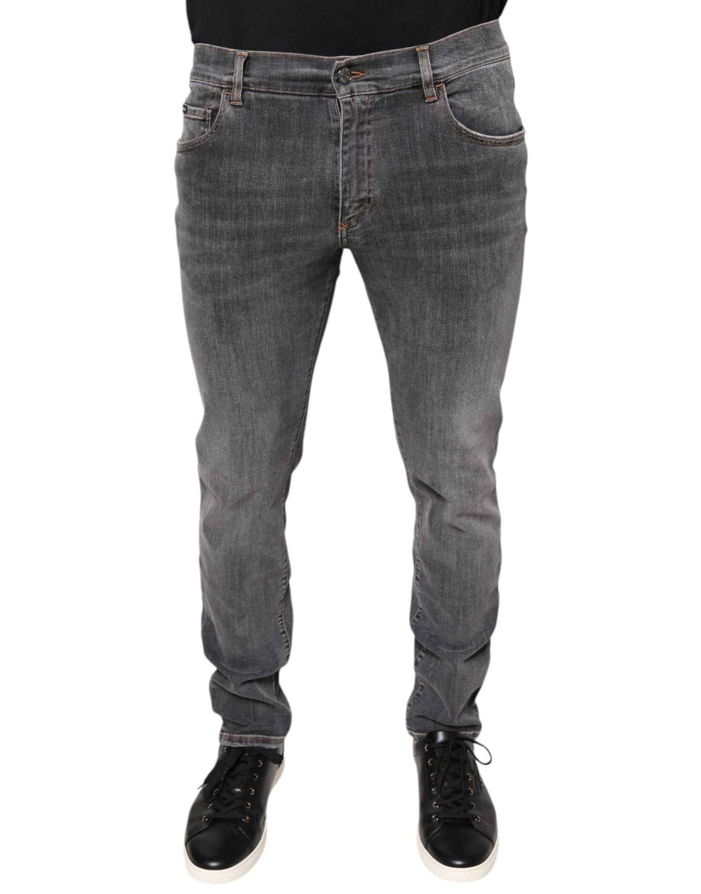 Dolce &amp; Gabbana Dark Gray Cotton Stretch Skinny Denim Jeans