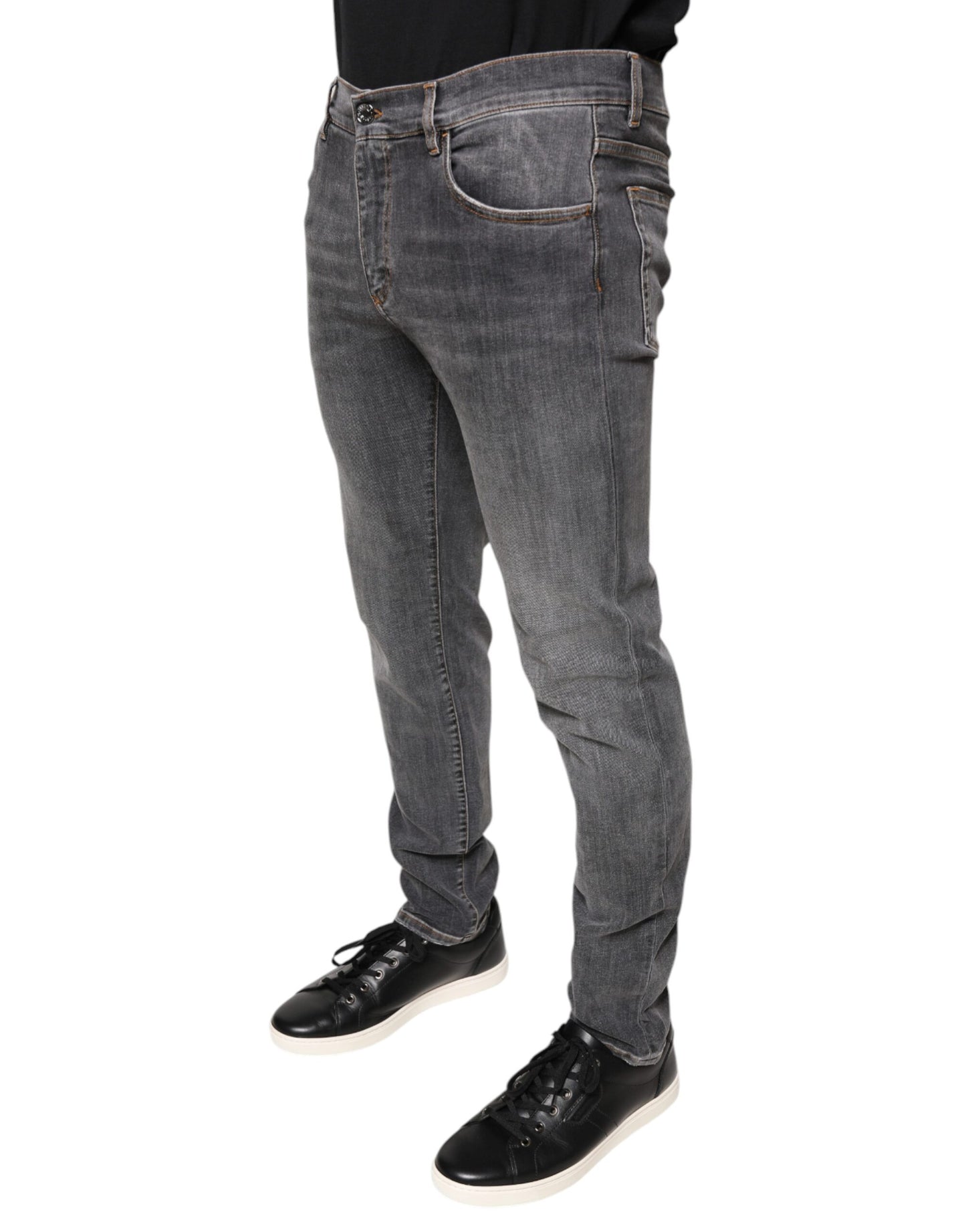 Dolce &amp; Gabbana Dark Gray Cotton Stretch Skinny Denim Jeans