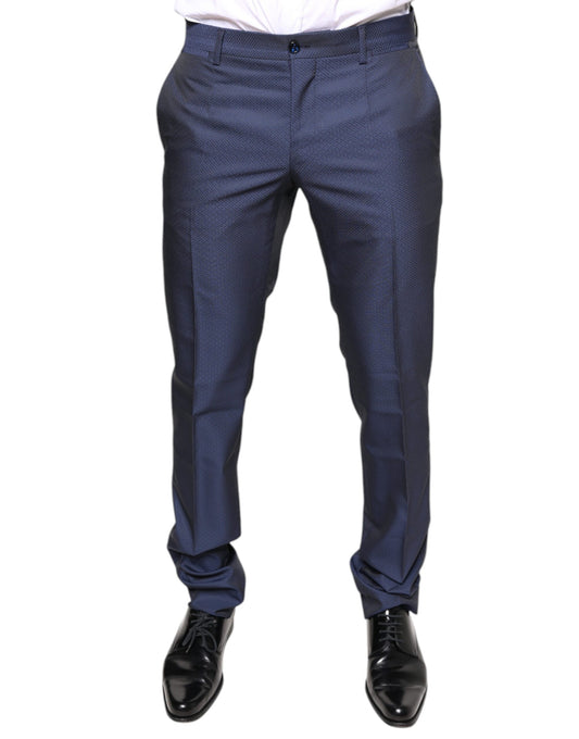 Dolce &amp; Gabbana Blue Polyester Formal Tuxedo Pants