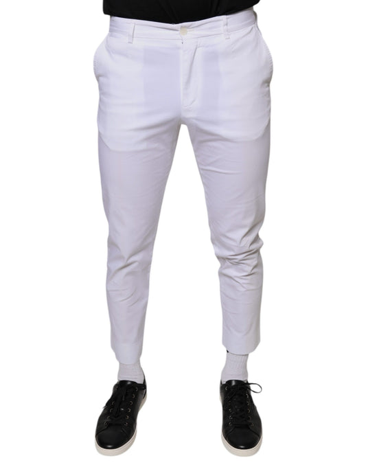 Dolce &amp; Gabbana White Cotton Skinny Dress Pants