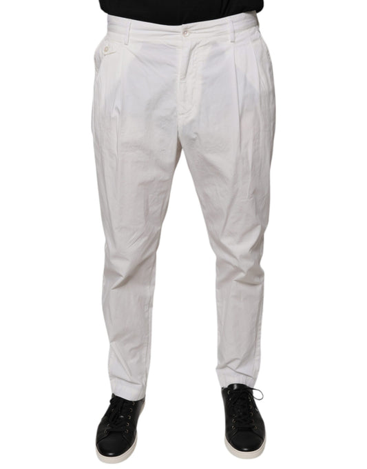 Dolce &amp; Gabbana White Cotton Skinny Dress Pants