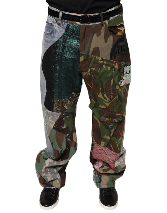 Dolce & Gabbana Mehrfarbige Patchwork-Camouflage-Denim-Jeans