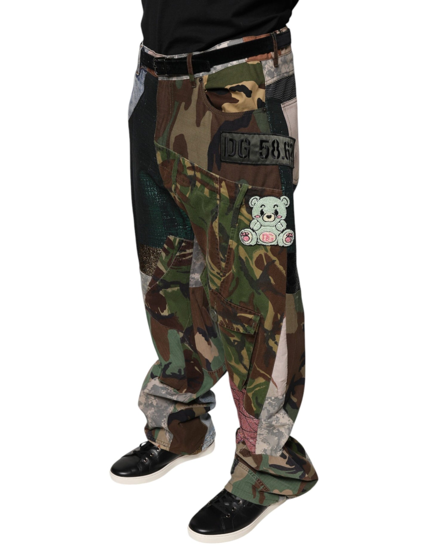 Dolce & Gabbana Mehrfarbige Patchwork-Camouflage-Denim-Jeans