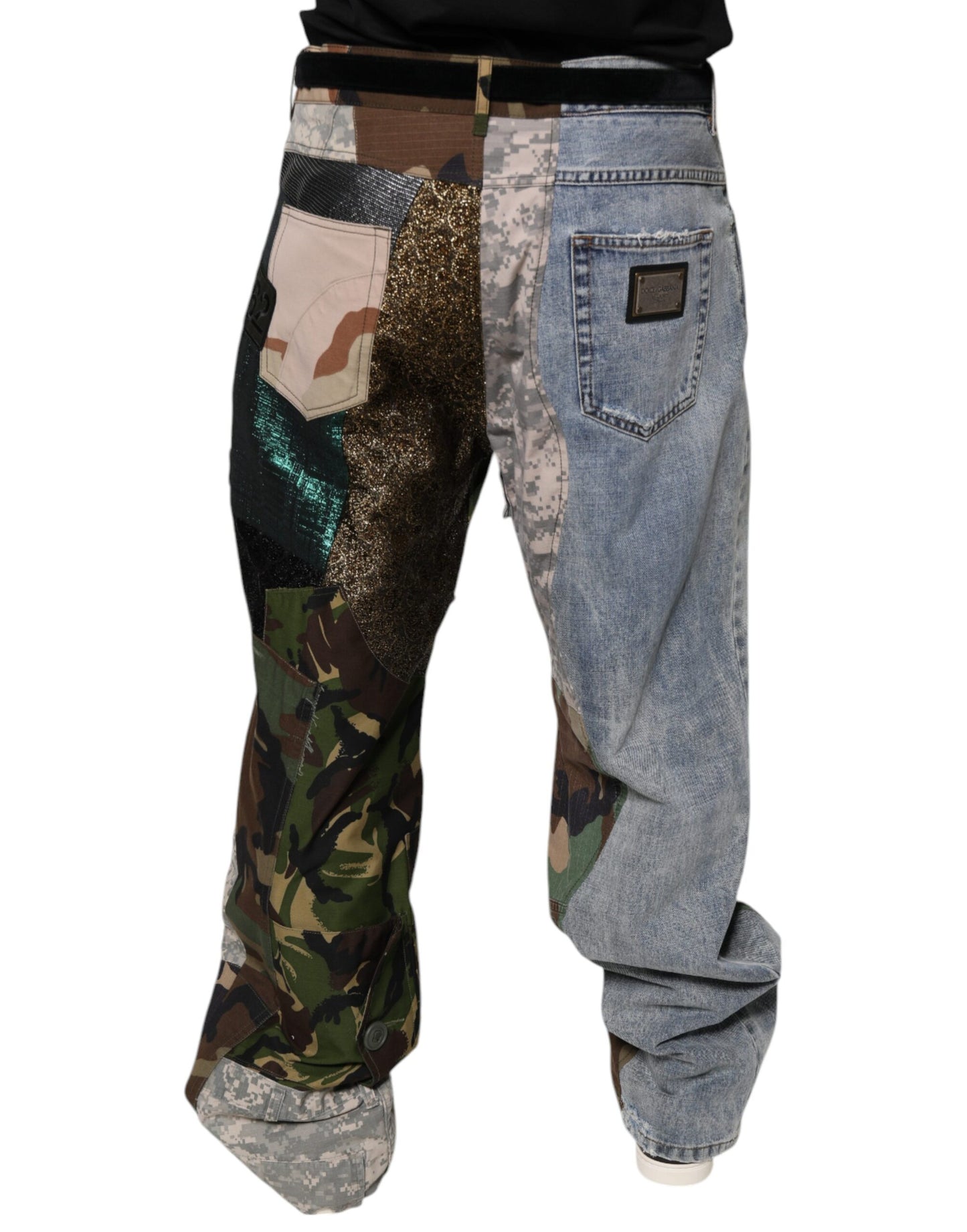 Dolce & Gabbana Mehrfarbige Patchwork-Camouflage-Denim-Jeans