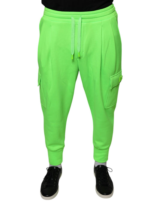 Dolce &amp; Gabbana Neon Green Polyesteri Cargo Jogger lenkkihousut